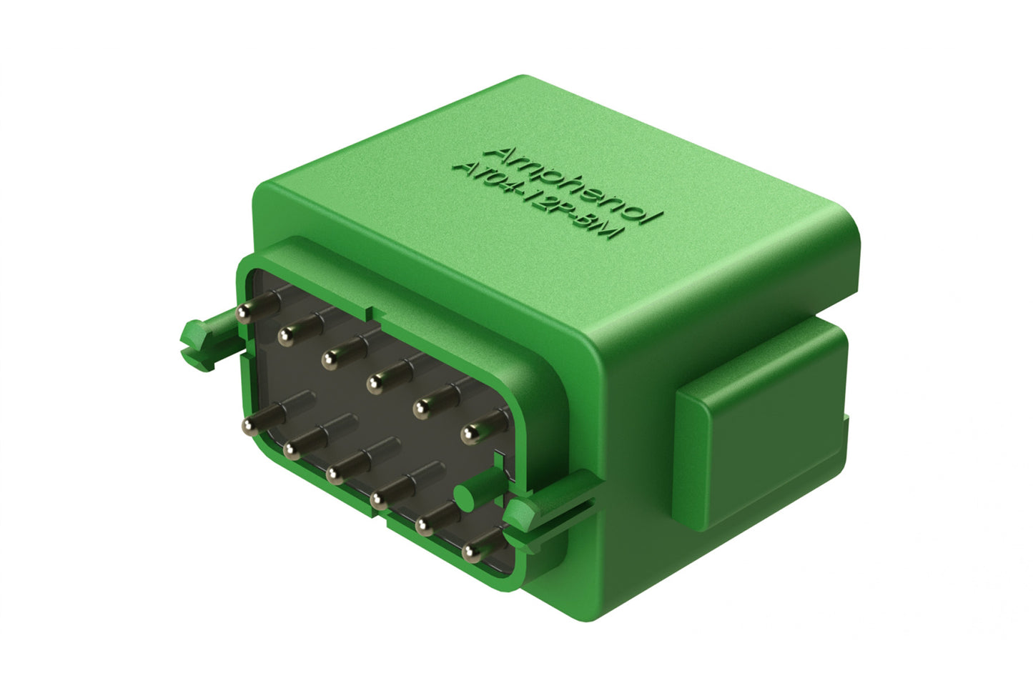 AT04-12PC-BM04 12 Position PCB Flangeless (Snap Fit) Board Mount Receptacle, Pin, Nickel Contact Plating, Potting, Green