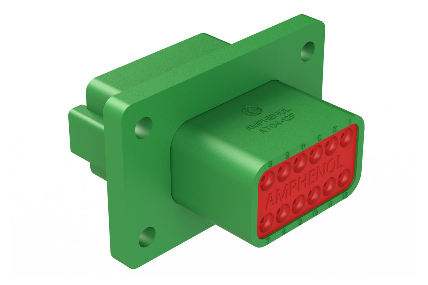 AT04-12PC-L012 12 Position Receptacle Flange Mount Connector, Pin, Green, Keyed C. DT04-12PC-L012
