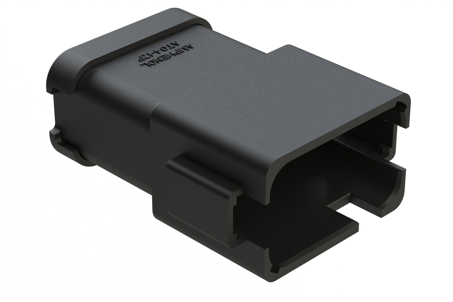 AT04-12PC-MMBLK 12-Way Receptacle, Male Connector with C Position Key and Extended Shroud, Reduced Diameter Seal (E-Seal) and End Cap, Black