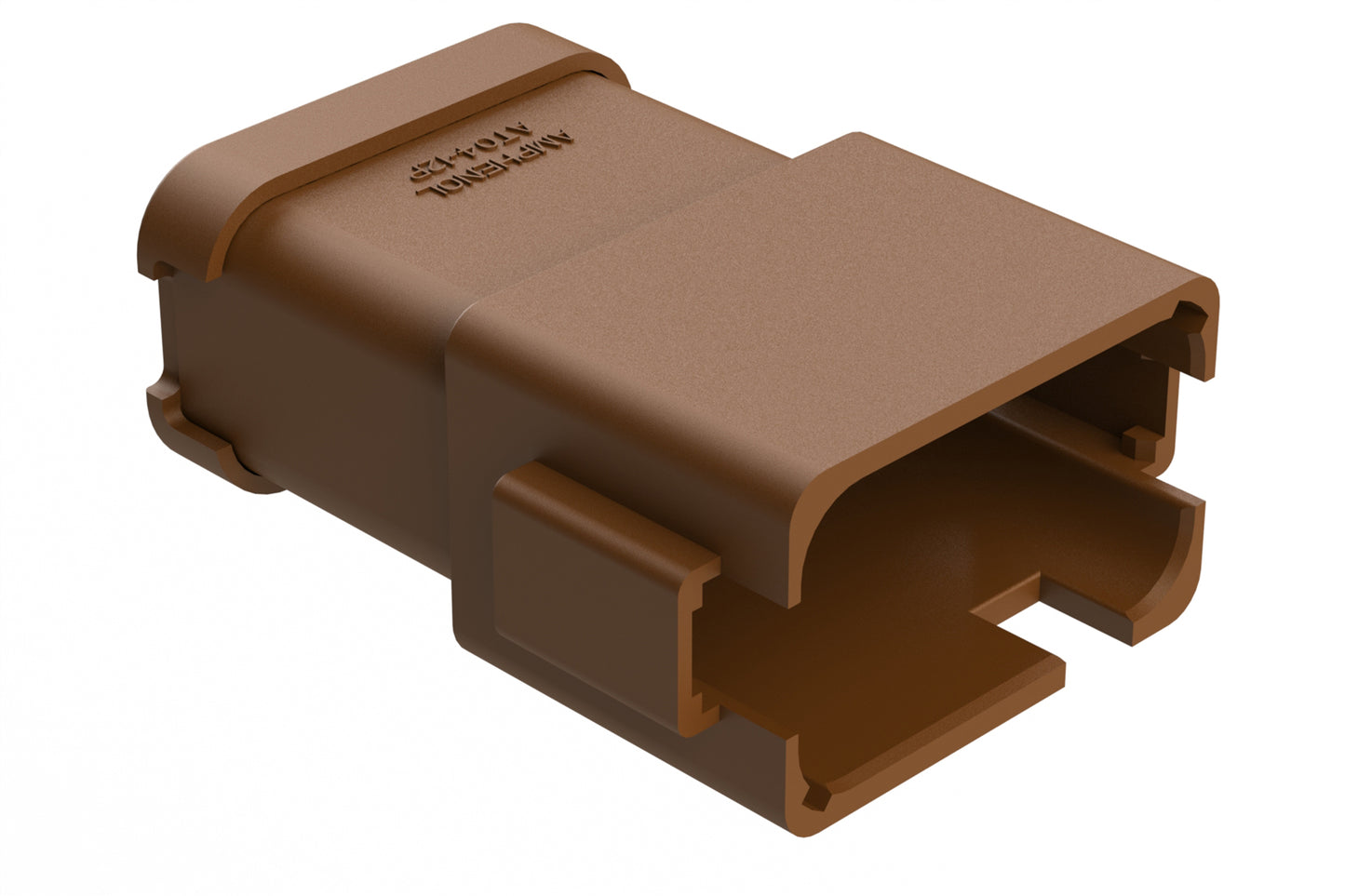 AT04-12PC-MMBRN 12-Way Receptacle, Male Connector with C Position Key and Extended Shroud, Reduced Diameter Seal (E-Seal) and End Cap, Brown