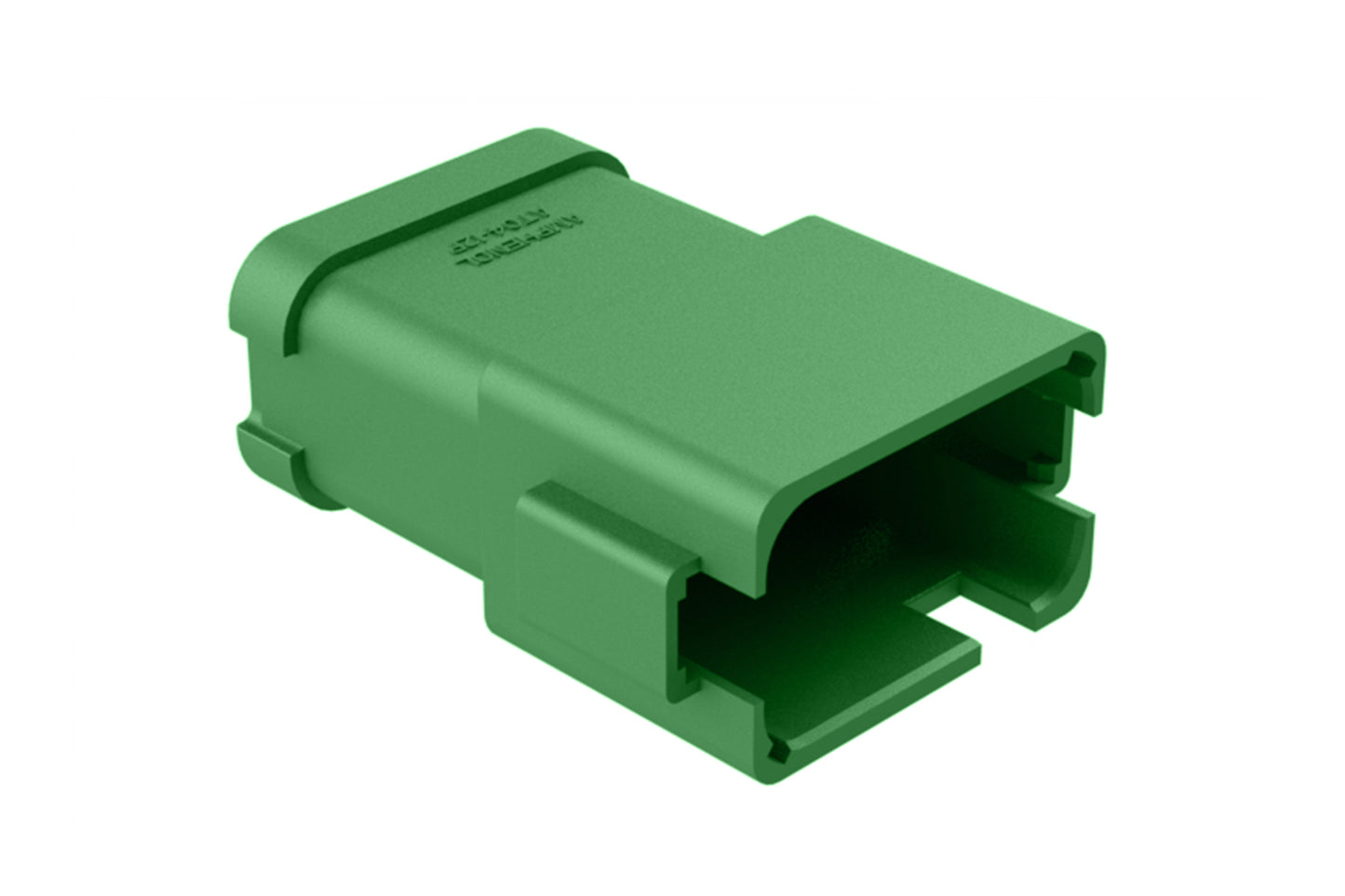 AT04-12PC-P026 12-way receptacle, (2) 6 Pin busbar=39 amps, nickel plating, keyed C, green. Contacts included. DT04-12PC-P026