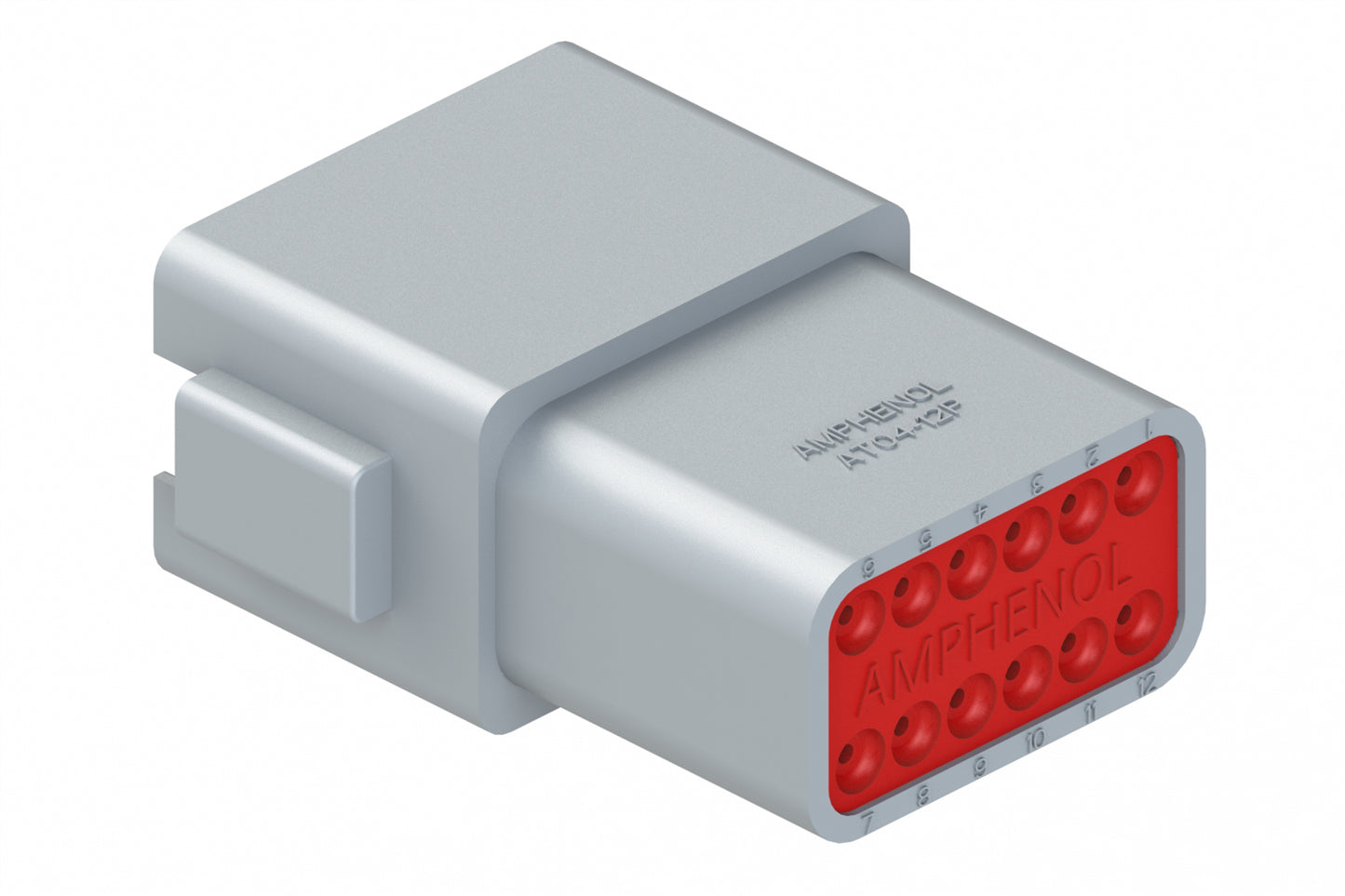 AT04-12PD-GRY 12-Way Receptacle, Male Connector with D Position Key, Extended Shroud, Grey