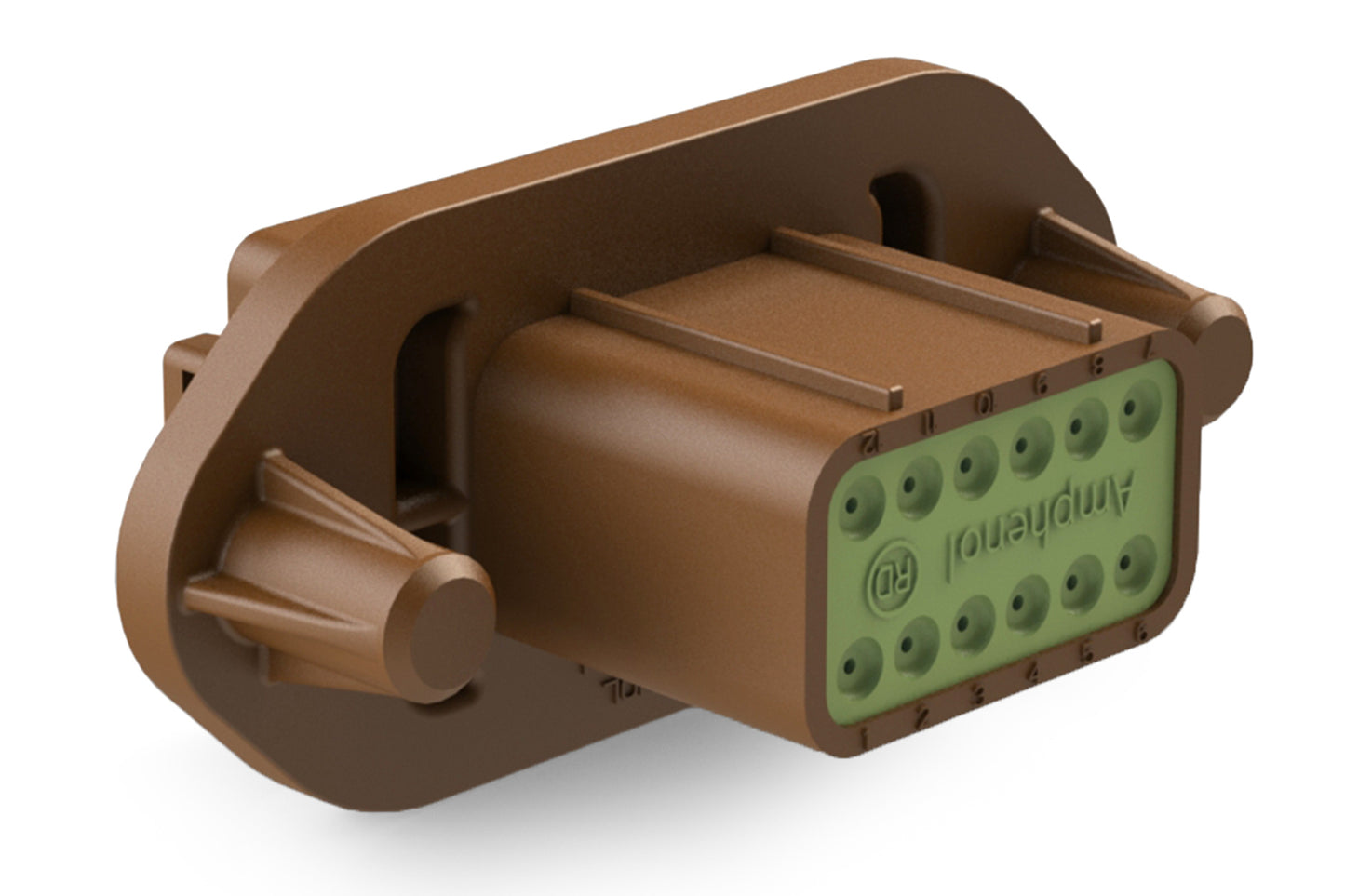 AT04-12PD-PM12 12 Position Receptacle, Pin, Nickel, Panel Mount, Self-Threading, Reduced Diameter Seal, Keyed D