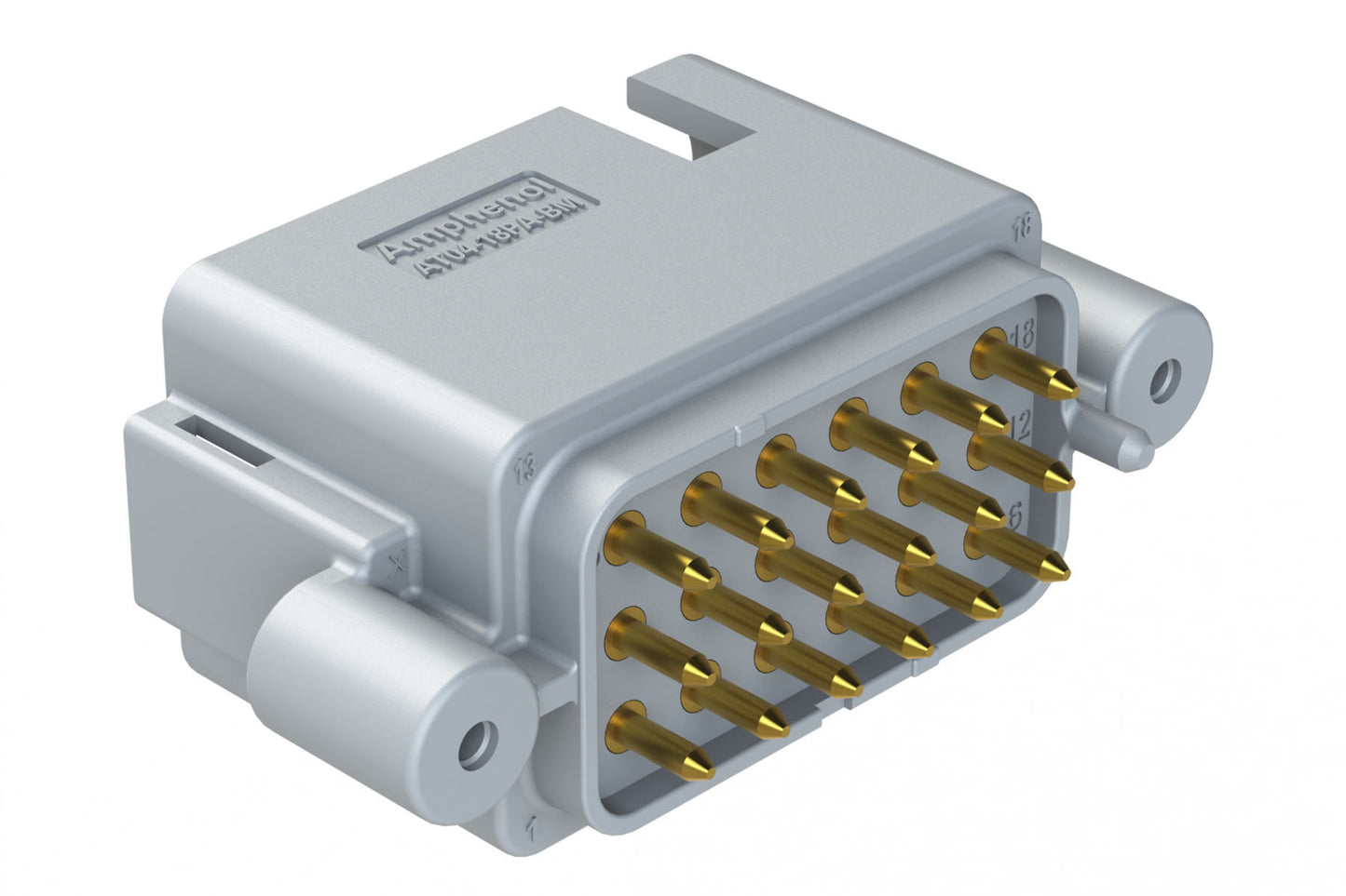 AT04-18PA-BM11 18 Position PCB Receptacle, Flangeless, Self-Threading, Keyed A, Gold Plated Contacts Included, Grey Body