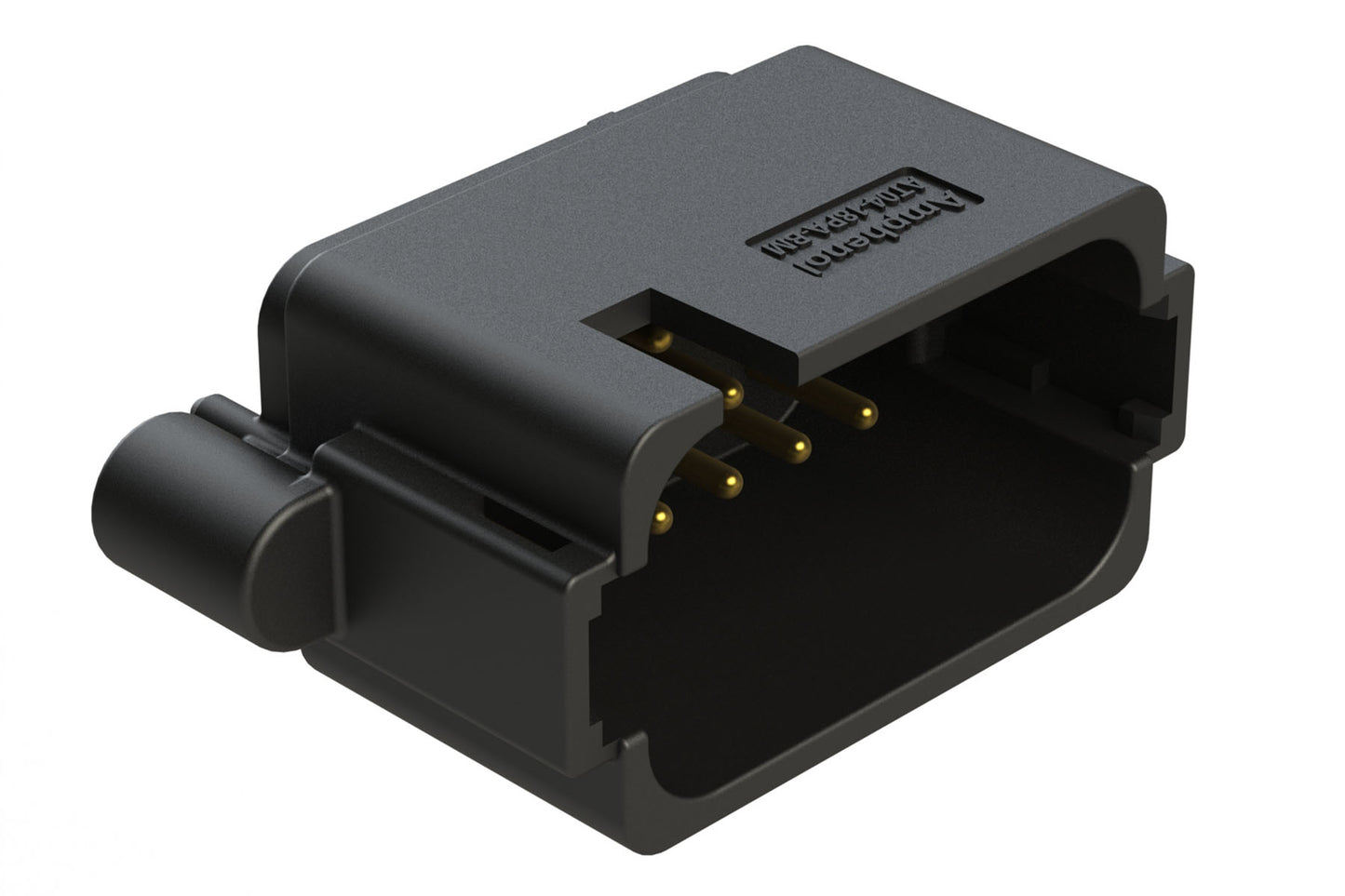 AT04-18PA-BM12BK 18 Position PCB Receptacle, Flangeless, Self-Threading, Keyed A, Gold Plated Contacts Included, Potted, Black Body