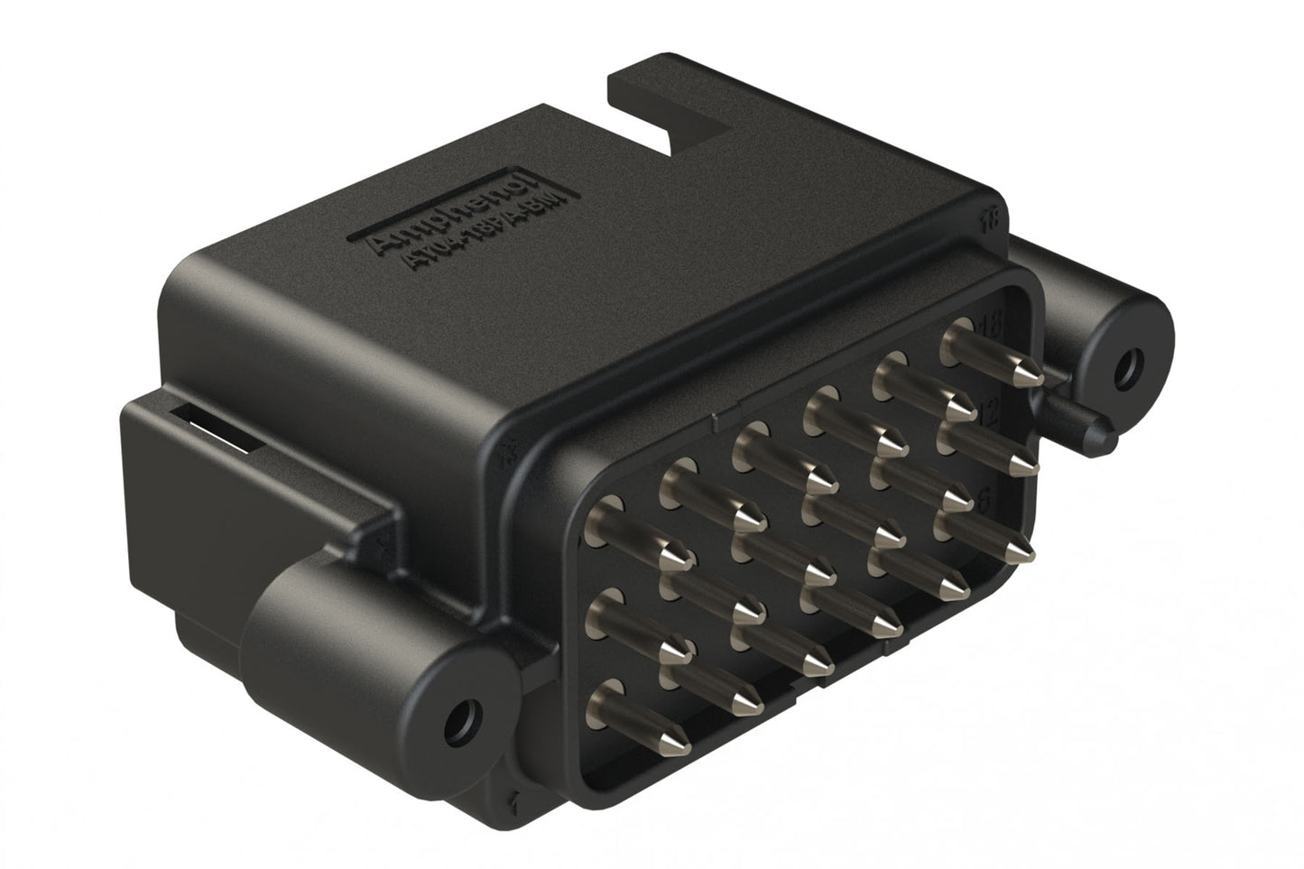 AT04-18PA-BM13BK 18 Position PCB Receptacle, Flangeless, Self-Threading, Keyed A, Nickel Plated Contacts Included, Black Body