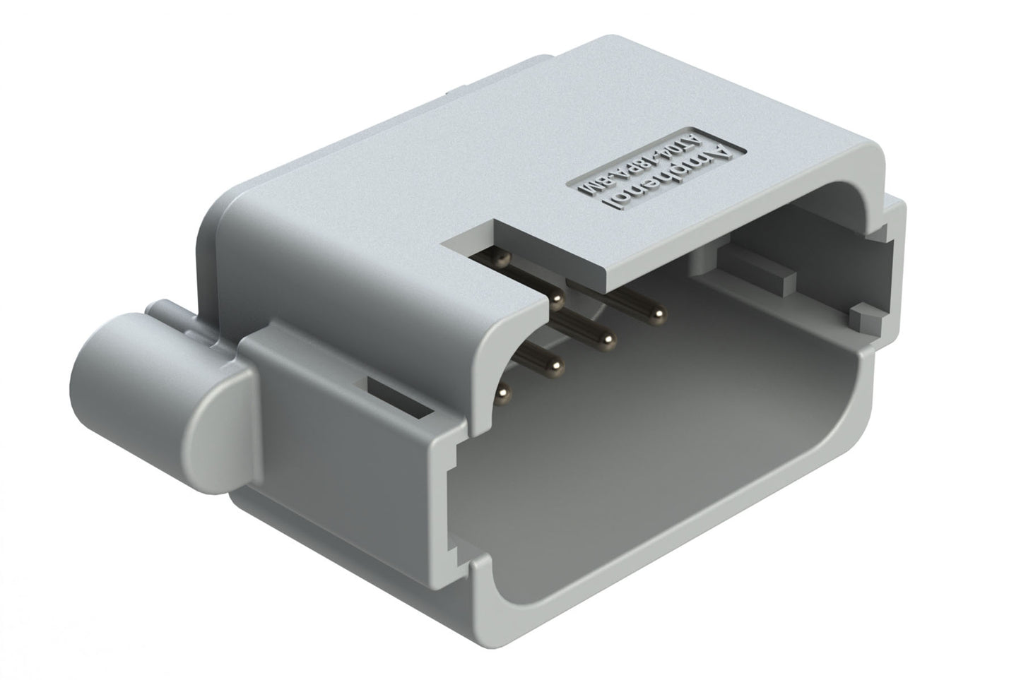 AT04-18PA-BM14 18 Position PCB Receptacle, Flangeless, Self-Threading, Keyed A, Nickel Plated Contacts Included, Potted, Grey Body