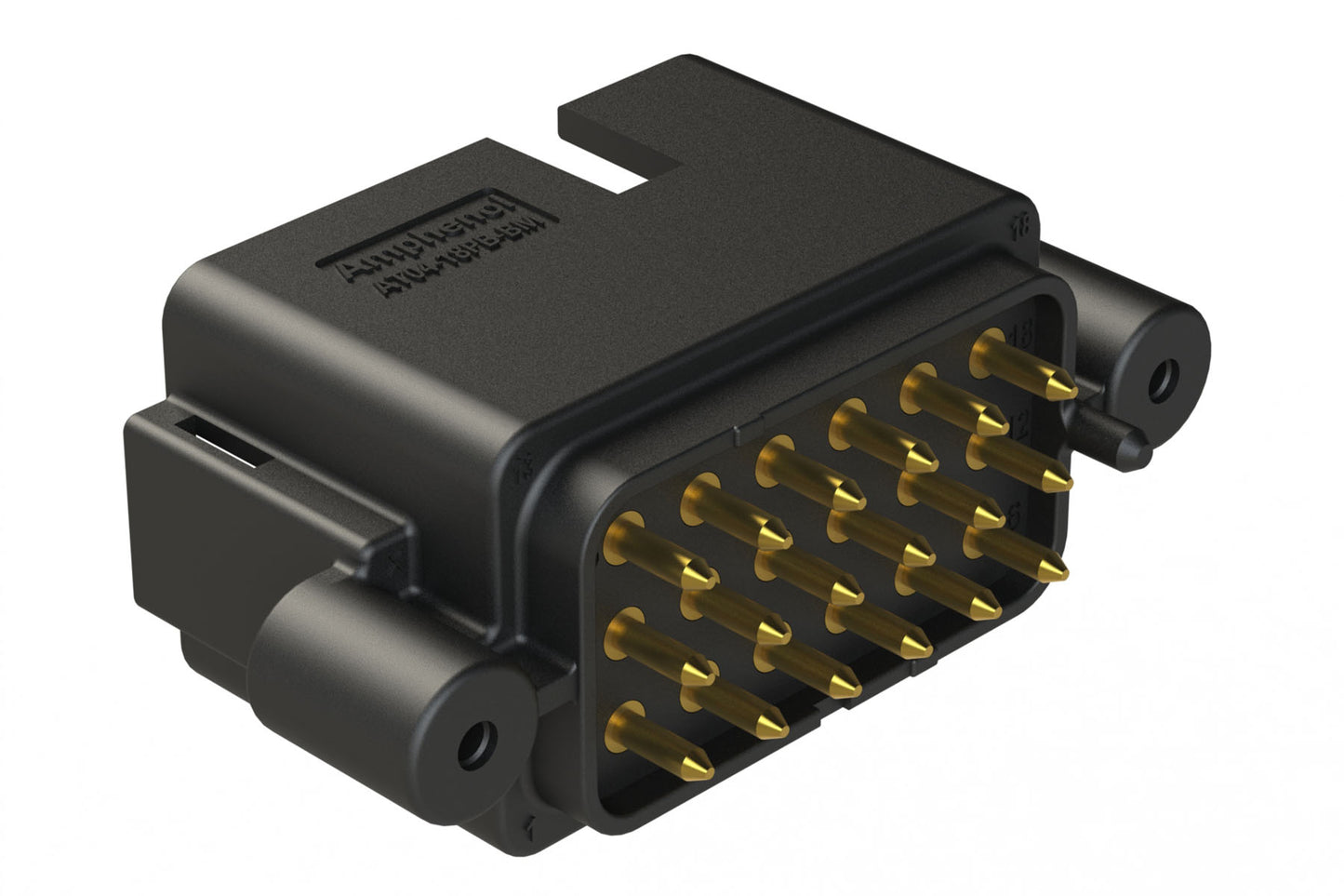 AT04-18PB-BM11 18 Position PCB Receptacle, Flangeless, Self-Threading, Keyed B, Gold Plated Contacts Included, Black Body