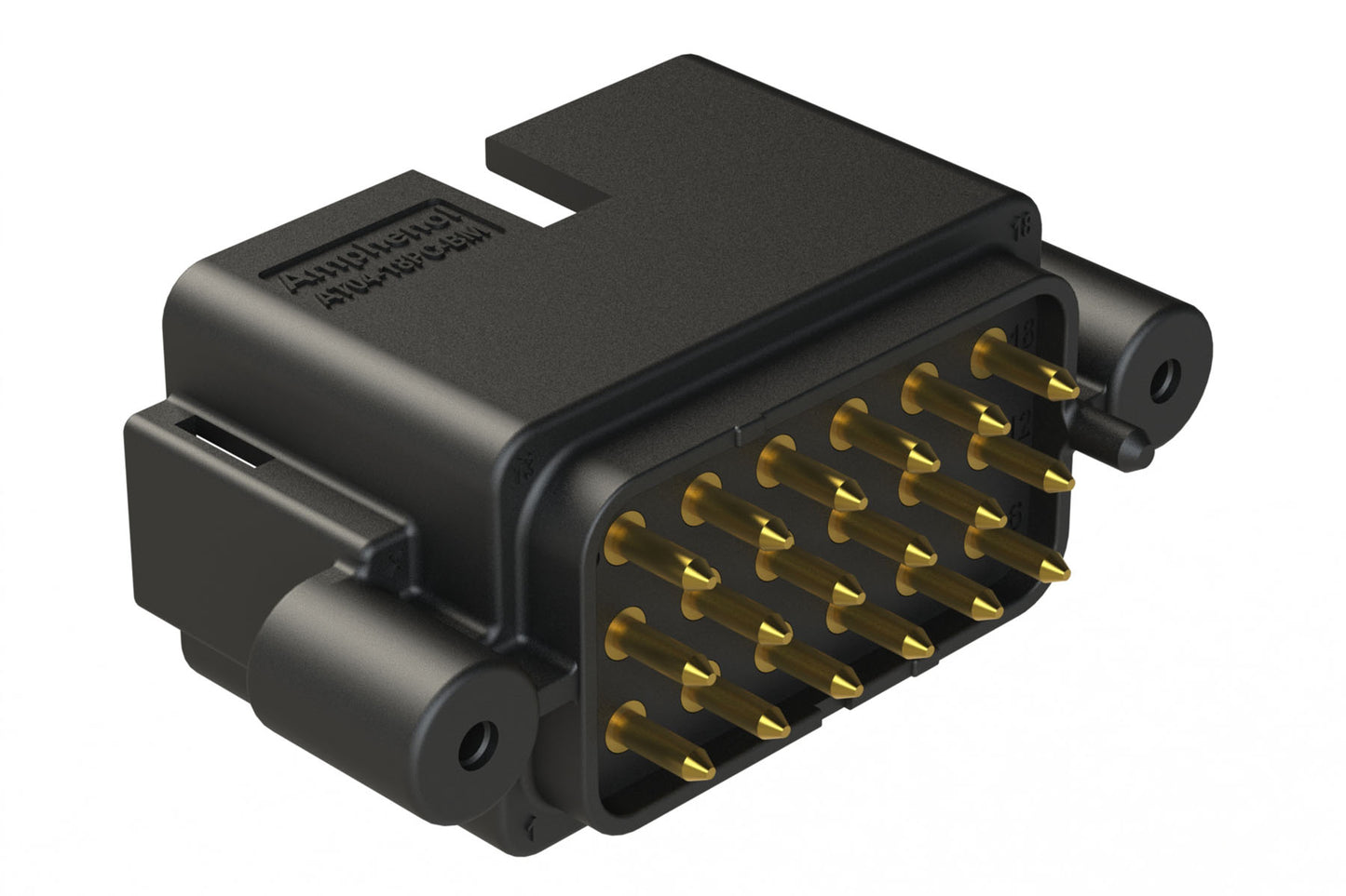 AT04-18PC-BM11BK 18 Position PCB Receptacle, Flangeless, Self-Threading, Keyed C, Gold Plated Contacts Included, Black Body