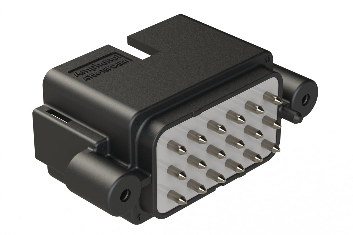 AT04-18PC-BM14BK 18 Position PCB Receptacle, Flangeless, Self-Threading, Keyed C, Nickel Plated Contacts Included, Potted, Black Body