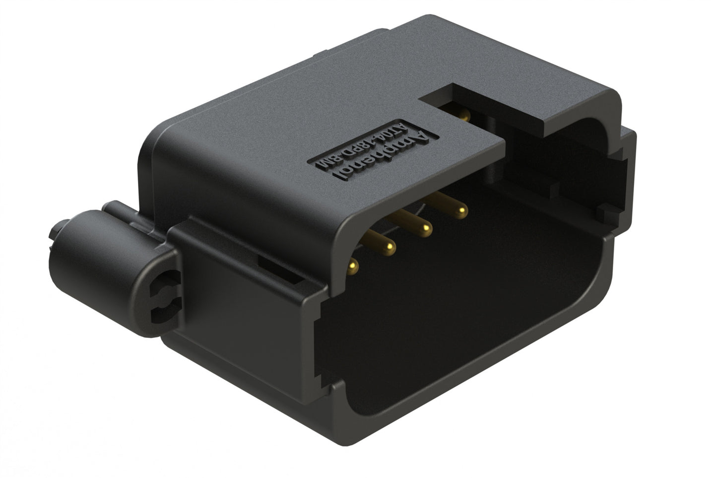 AT04-18PD-BM01BK 18 Position PCB Board Mount Receptacle, Straight, Gold Plated Contacts, Snap-Fit, Keyed D, Black
