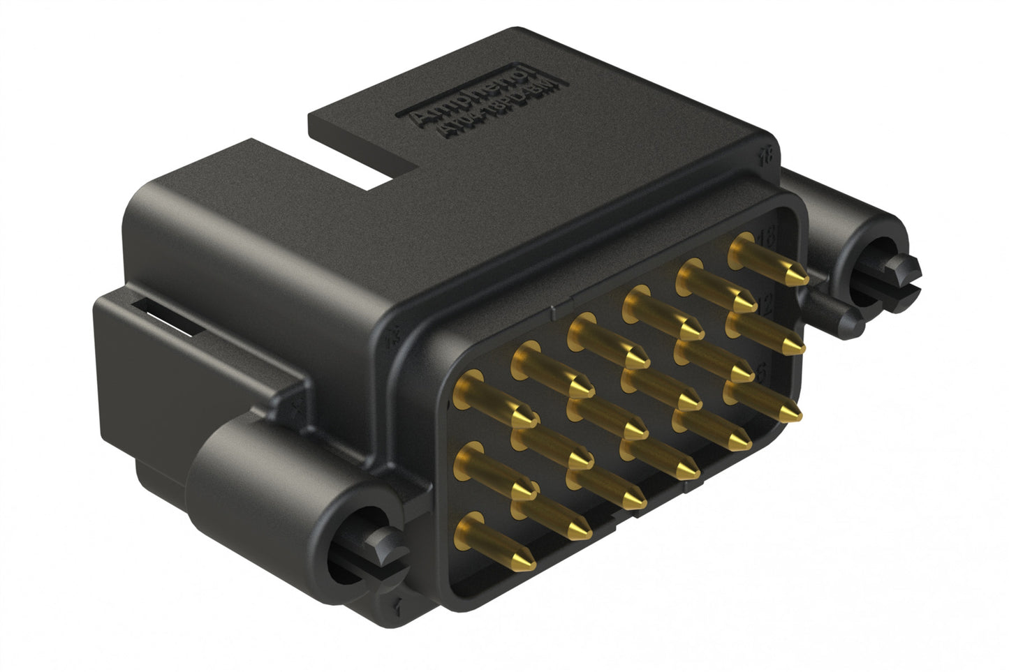 AT04-18PD-BM01BK 18 Position PCB Board Mount Receptacle, Straight, Gold Plated Contacts, Snap-Fit, Keyed D, Black