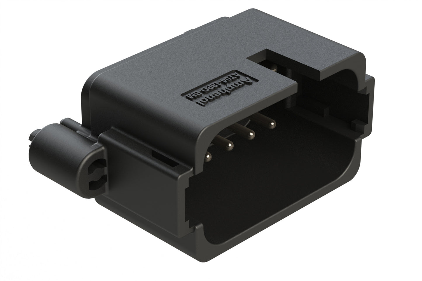 AT04-18PD-BM04BK 18 Position PCB Board Mount Receptacle, Straight, Nickel Plated Contacts, Snap-Fit, Potted, Keyed D, Black