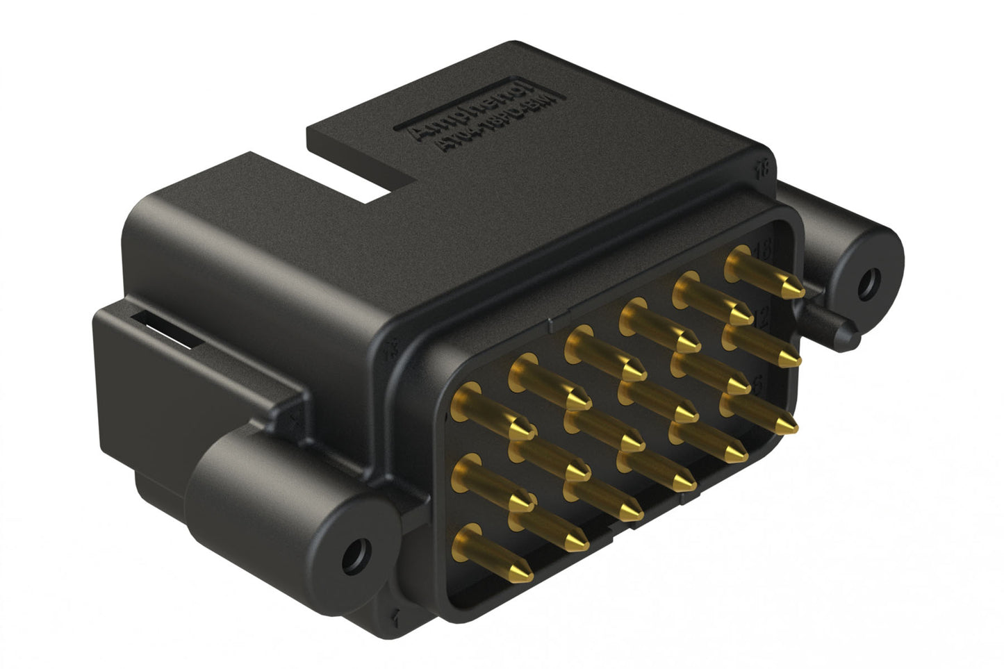 AT04-18PD-BM11BK 18 Position PCB Receptacle, Flangeless, Self-Threading, Keyed D, Gold Plated Contacts Included, Black Body