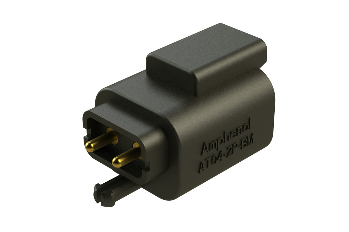 AT04-2P-BM01 2 Position PCB Flangeless (Snap Fit) Board Mount Receptacle, Pin, Gold Plated Contacts Included, No Potting, Black