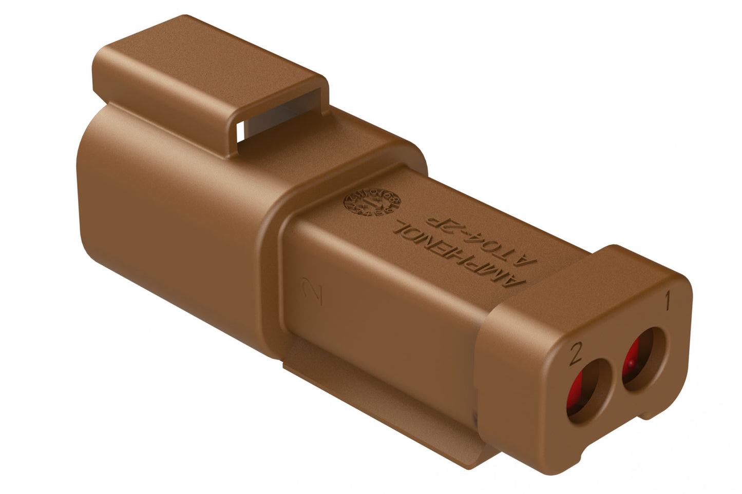 AT04-2P-EC01BRN 2-Way Receptacle, Male Connector with End Cap, Brown