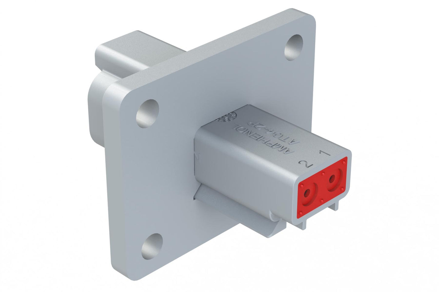 AT04-2P-L012 2 Position Receptacle Flange Mount Connector, Pin, Grey. DT04-2P-L012