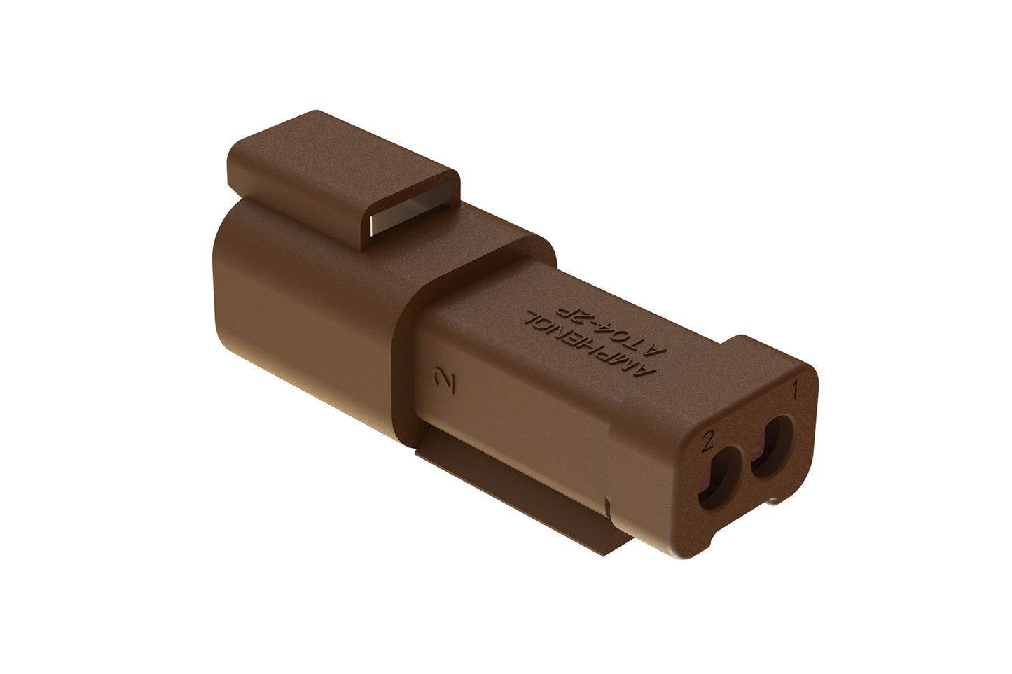 AT04-2P-MM01BRN 2-Way Receptacle, Male Connector with Reduced Diameter Seal (E-Seal) and End Cap, Brown