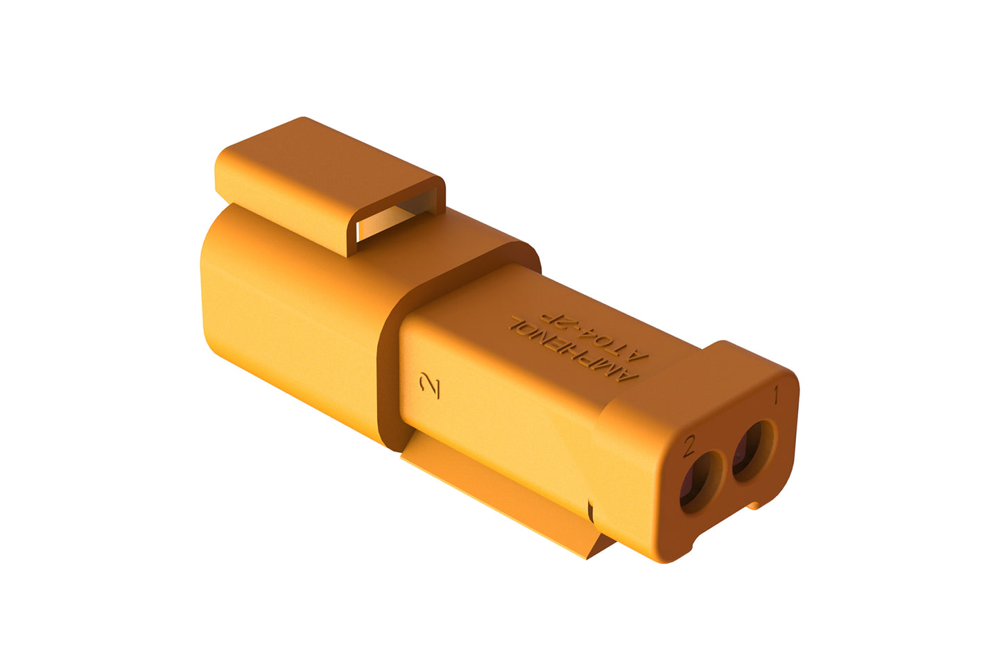 AT04-2P-MM01ORG 2-Way Receptacle, Male Connector with Reduced Diameter Seal (E-Seal) and End Cap, Orange