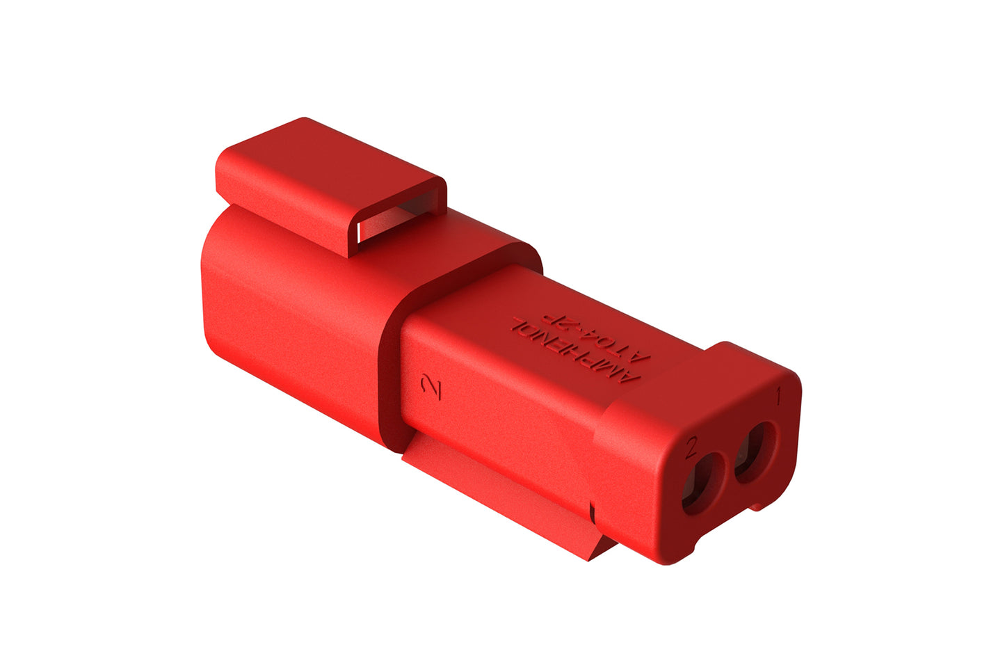 AT04-2P-MM01RED 2-Way Receptacle, Male Connector with Reduced Diameter Seal (E-Seal) and End Cap, Red