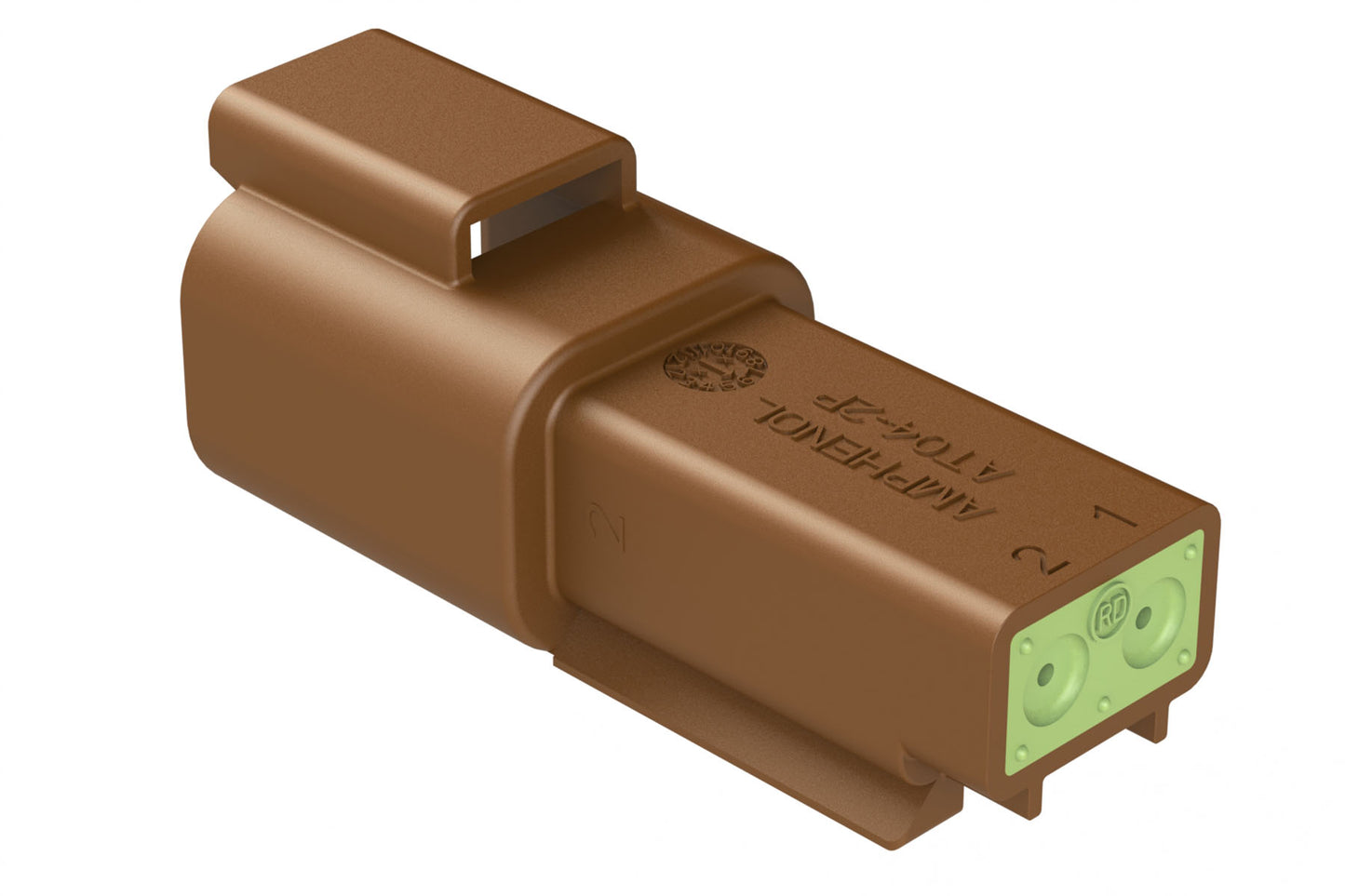 AT04-2P-RD01BRN 2-Way Receptacle, Male Connector with Reduced Diameter Seal (E-Seal), Brown