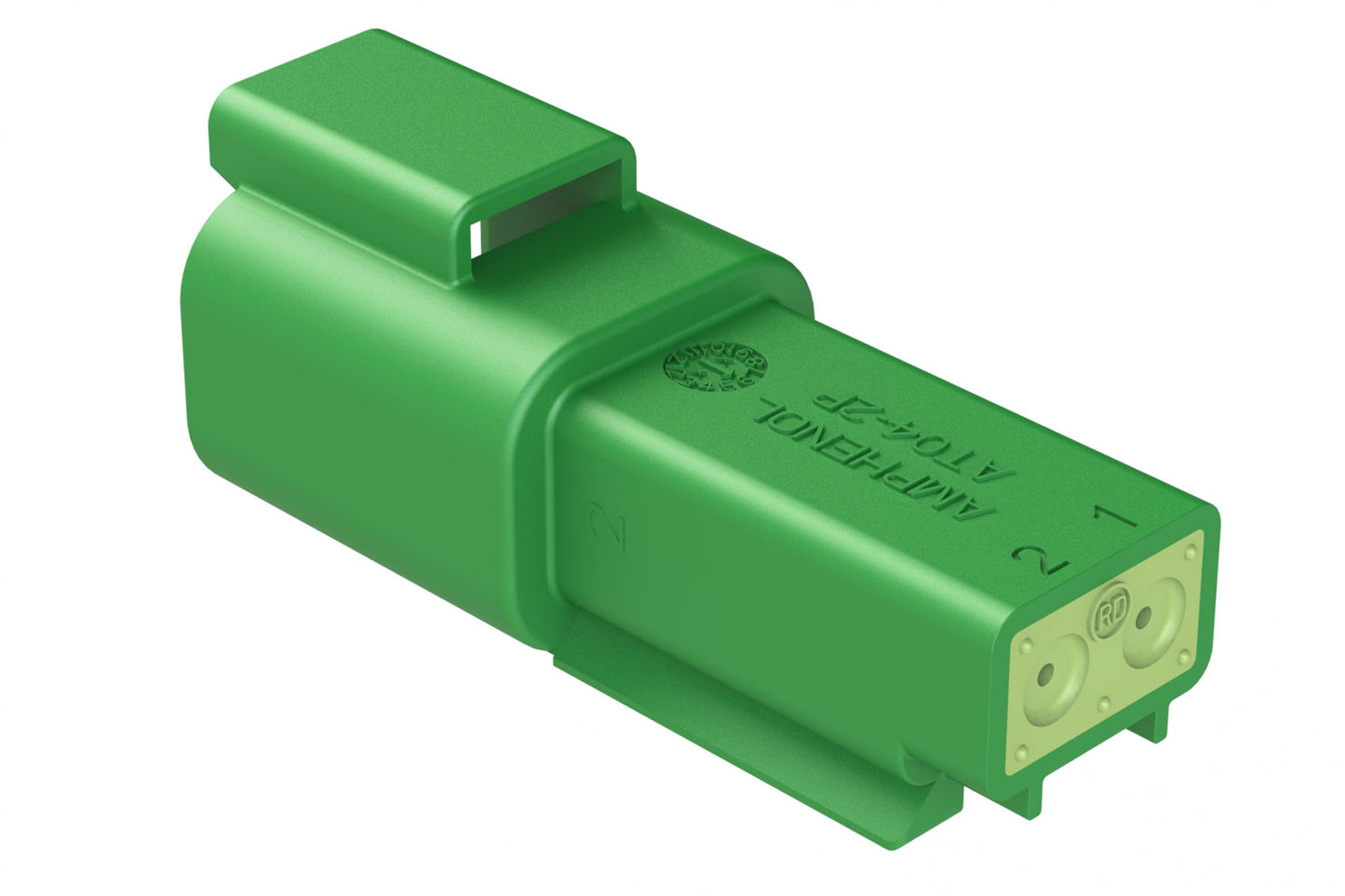 AT04-2P-RD01GRN 2-Way Receptacle, Male Connector with Reduced Diameter Seal (E-Seal), Green