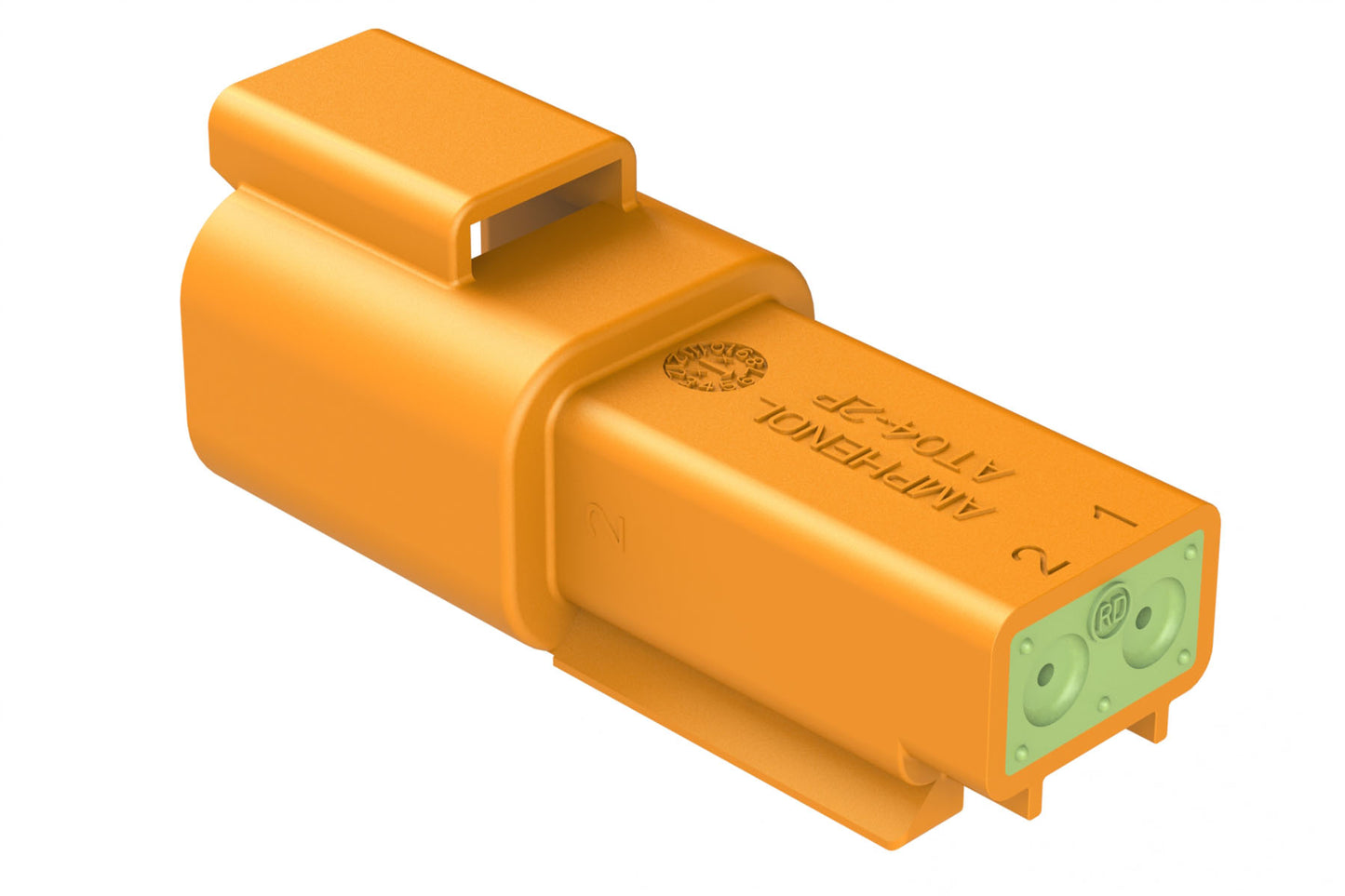 AT04-2P-RD01ORG 2-Way Receptacle, Male Connector with Reduced Diameter Seal (E-Seal), Orange