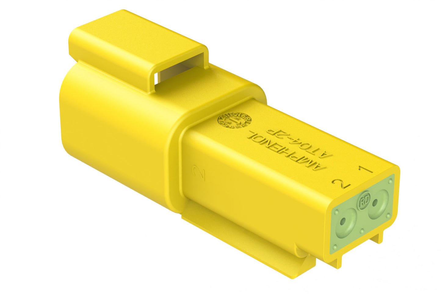 AT04-2P-RD01YEL 2-Way Receptacle, Male Connector with Reduced Diameter Seal (E-Seal), Yellow
