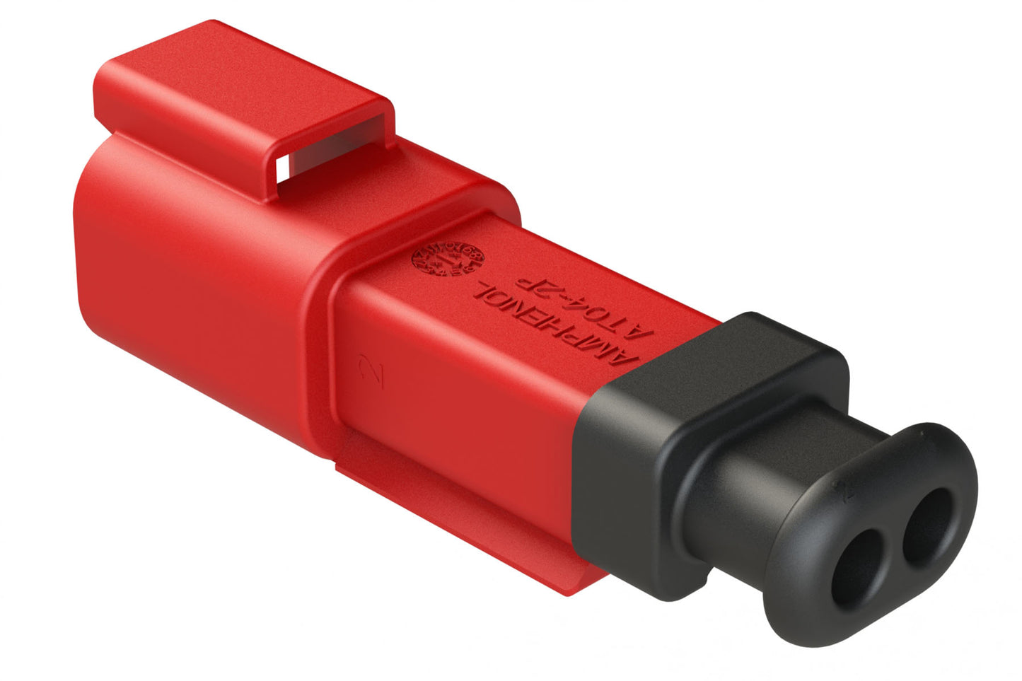 AT04-2P-SR02RED 2-Way Receptacle Male Connector with Strain Relief End Cap and .053-.120 Reduced Seal, Red
