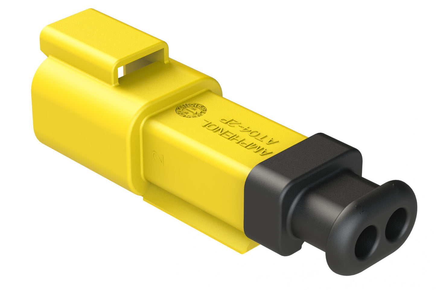 AT04-2P-SR02YEL 2-Way Receptacle Male Connector with Strain Relief End Cap and .053-.120 Reduced Seal, Yellow