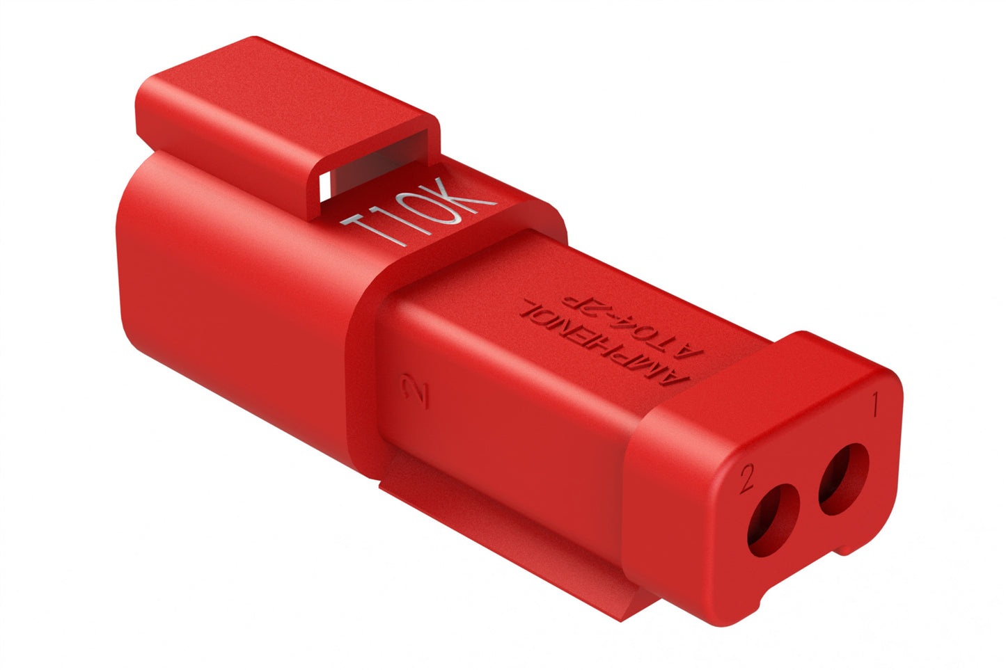 AT04-2P-THM10K 2-Way, Receptacle, 10K OHM Thermistor, NI Pins, Wedgelock, Endcap, Solid Seal, Laser markings. Red