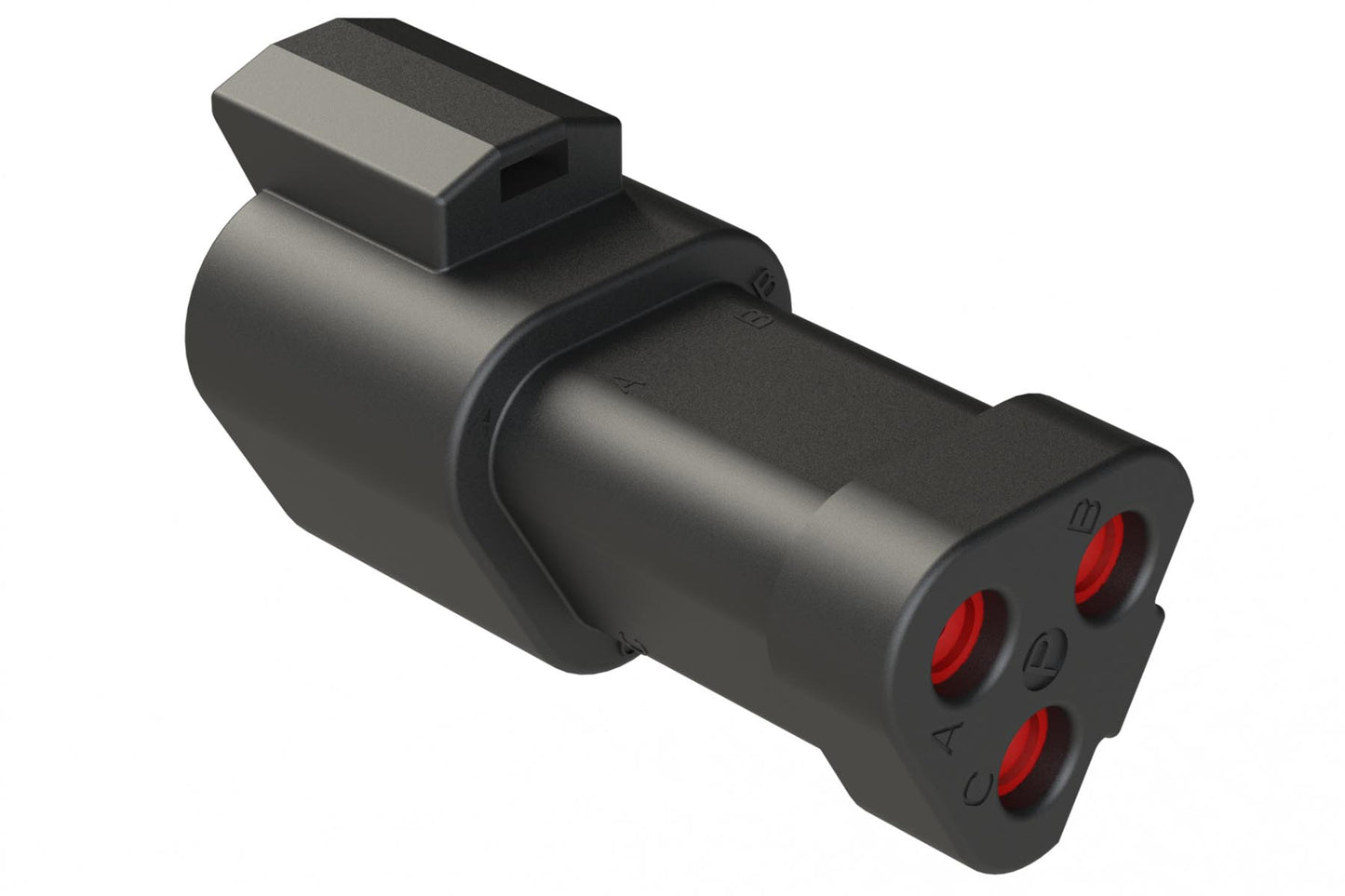 AT04-3P-EC01BLK 3-Way Receptacle, Male Connector with End Cap, Black. DT04-3P-E005