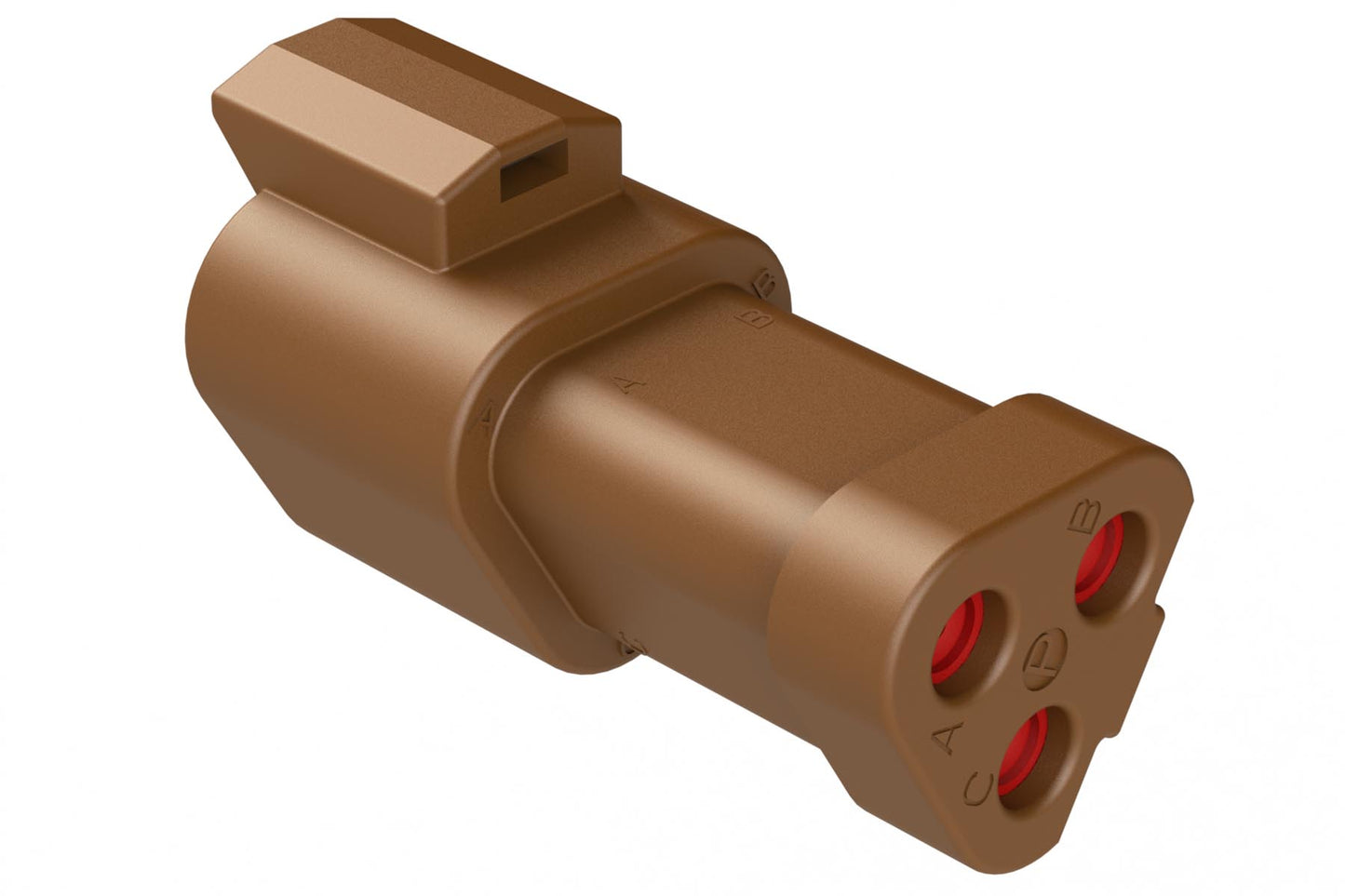 AT04-3P-EC01BRN 3-Way Receptacle, Male Connector with End Cap, Brown