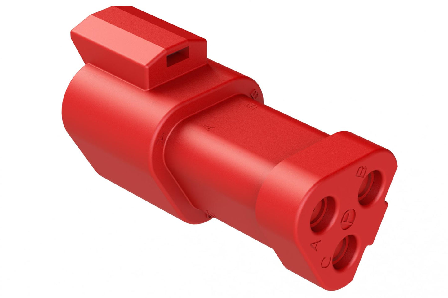 AT04-3P-EC01RED 3-Way Receptacle, Male Connector with End Cap, Red