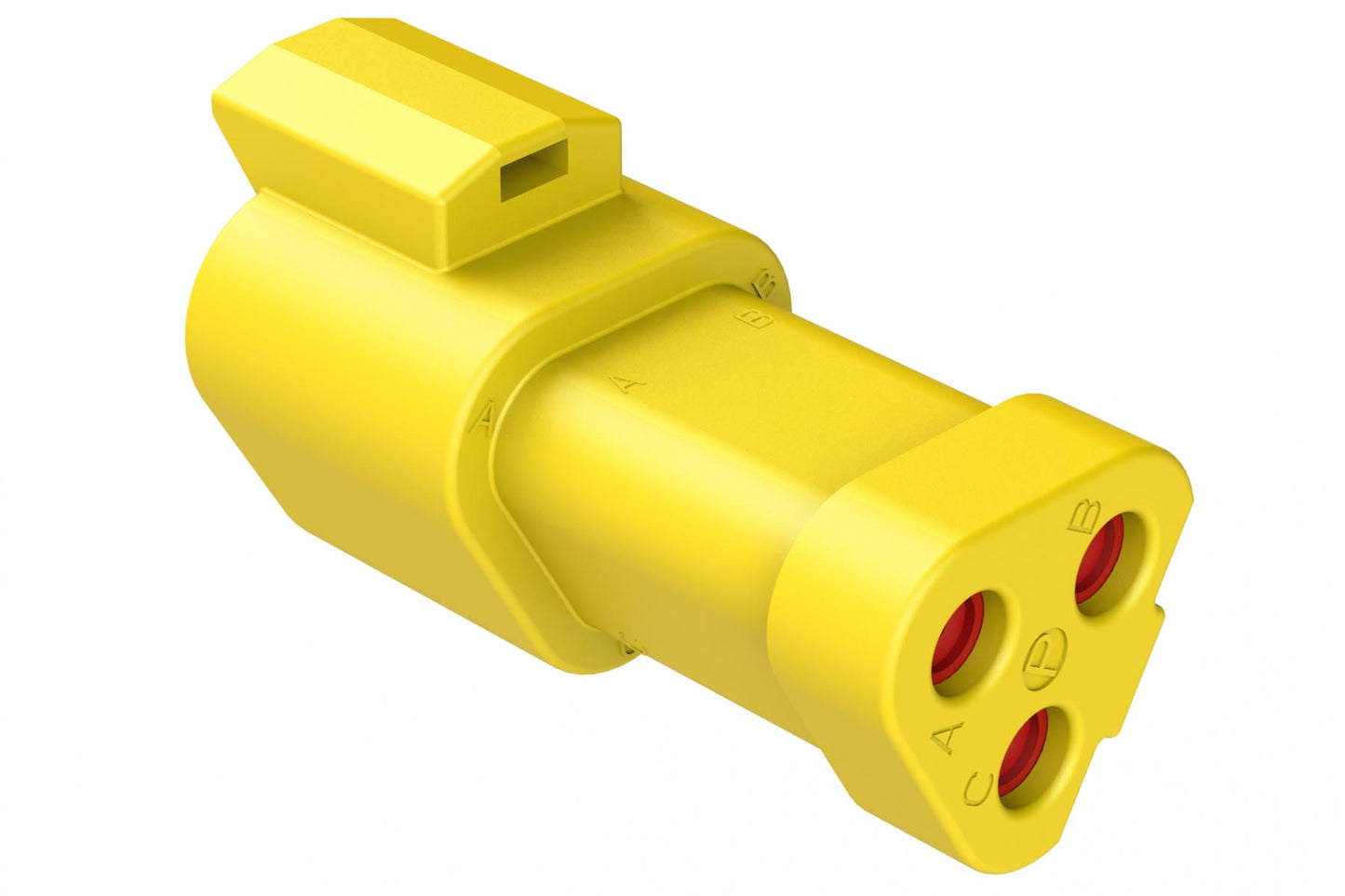 AT04-3P-EC01YEL 3-Way Receptacle, Male Connector with End Cap, Yellow