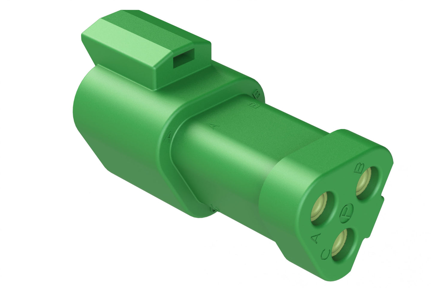 AT04-3P-MM01GRN 3-Way Receptacle, Male Connector with Reduced Diameter Seal (E-Seal) and End Cap, Green