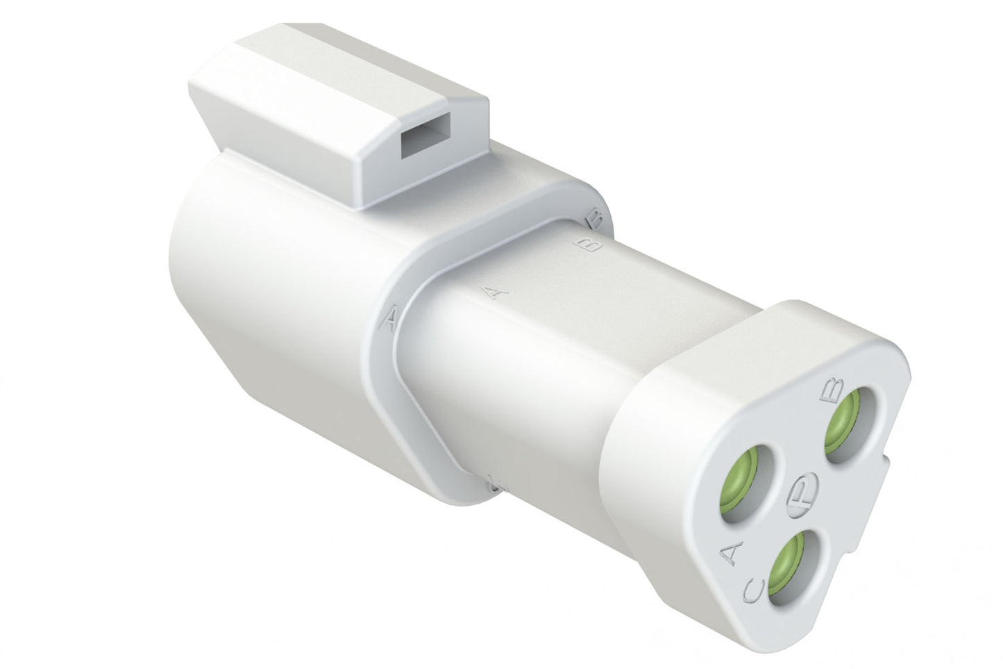 AT04-3P-MM01WHT 3-Way Receptacle, Male Connector with Reduced Diameter Seal (E-Seal) and End Cap, White