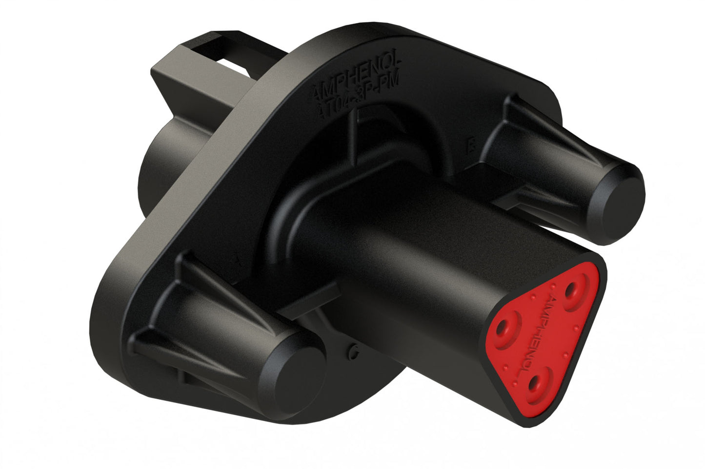 AT04-3P-PM11 3 Position Receptacle, Pin, Nickel, Panel Mount, Self-Threading