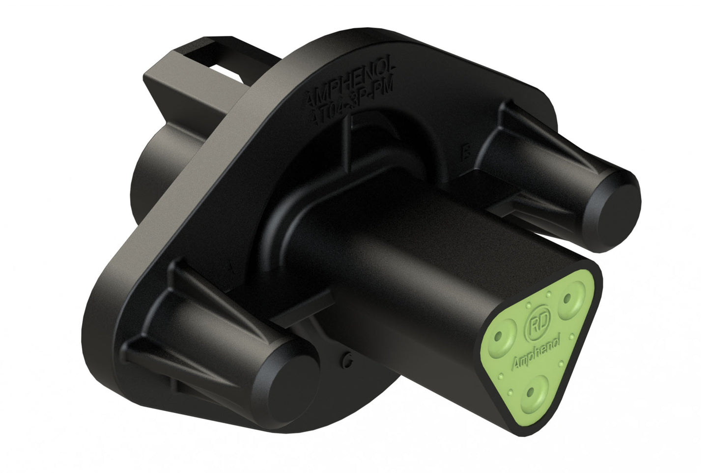 AT04-3P-PM12 3 Position Receptacle, Pin, Nickel, Panel Mount, Self-Threading, Reduced Diameter Seal