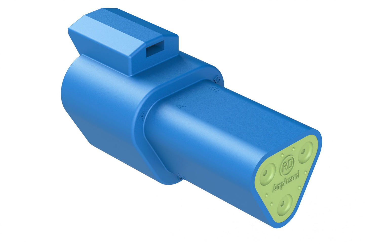 AT04-3P-RD01BLU 3-Way Receptacle, Black Male Connector with Reduced Diameter Seal (E-Seal), Blue