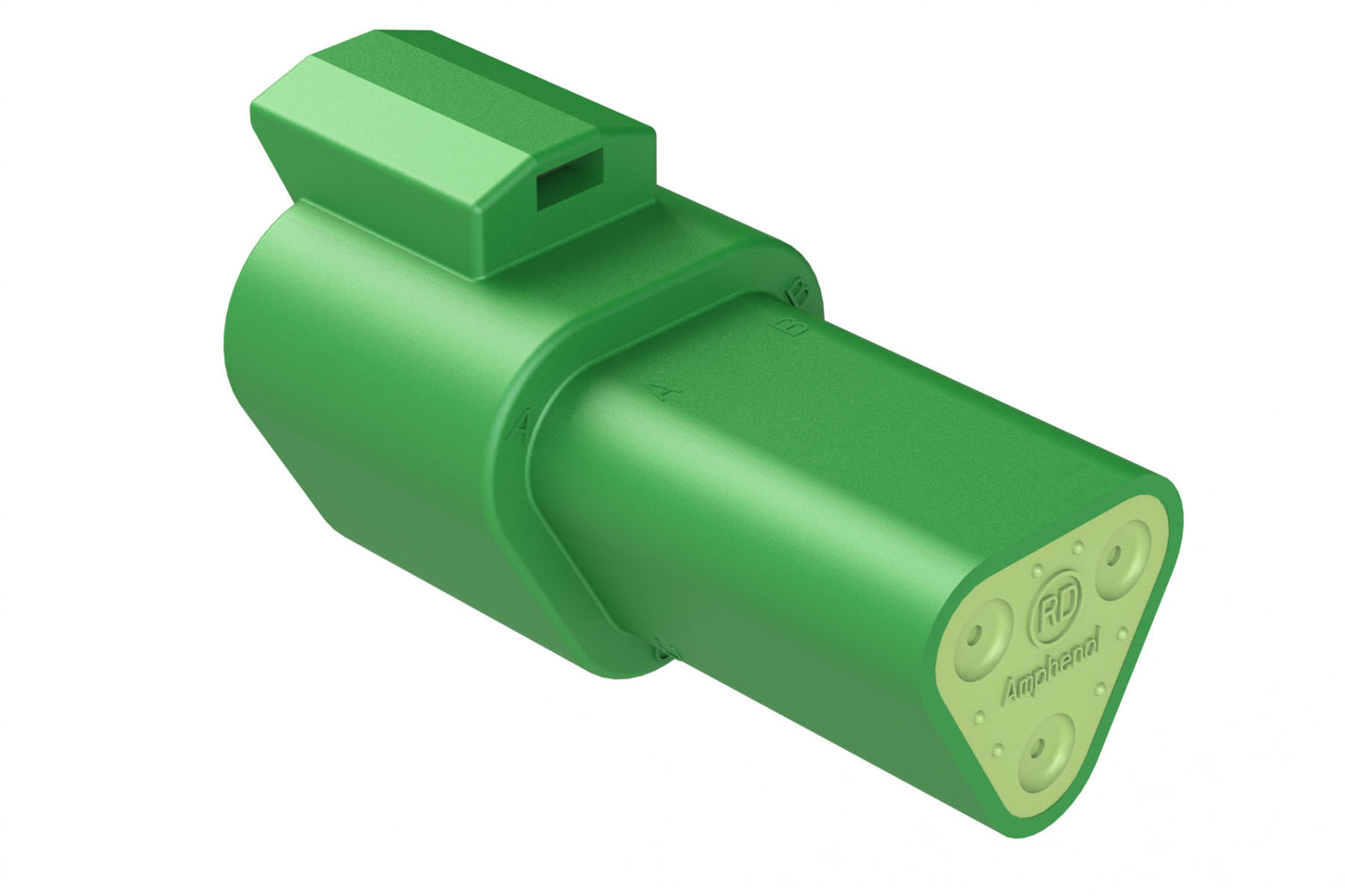 AT04-3P-RD01GRN 3-Way Receptacle, Black Male Connector with Reduced Diameter Seal (E-Seal), Green