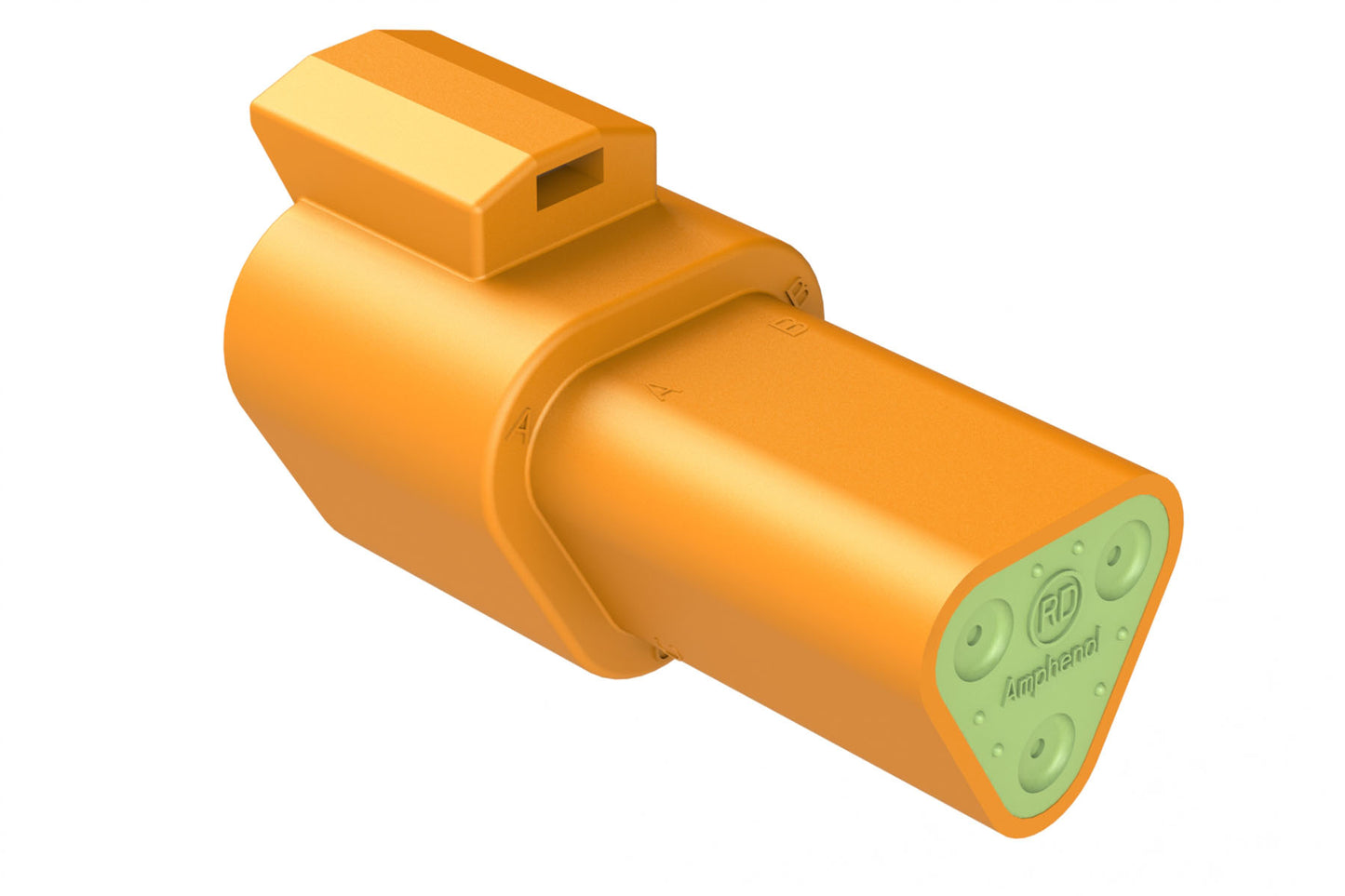 AT04-3P-RD01ORG 3-Way Receptacle, Black Male Connector with Reduced Diameter Seal (E-Seal), Orange