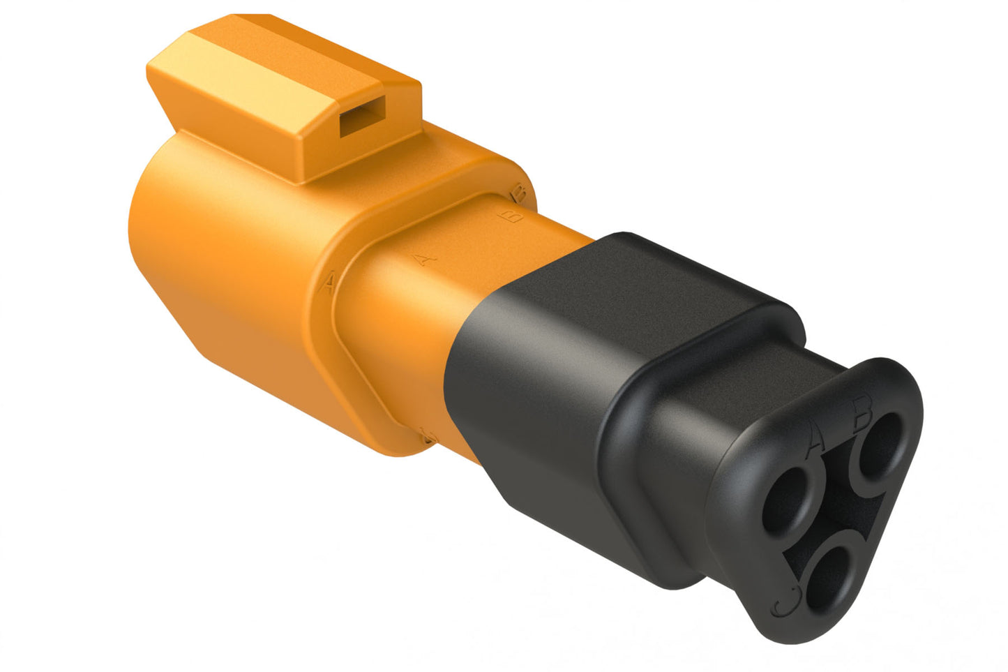 AT04-3P-SR01ORG 3-Way Receptacle Male Connector with Strain Relief Endcap and Standard Seal, Orange
