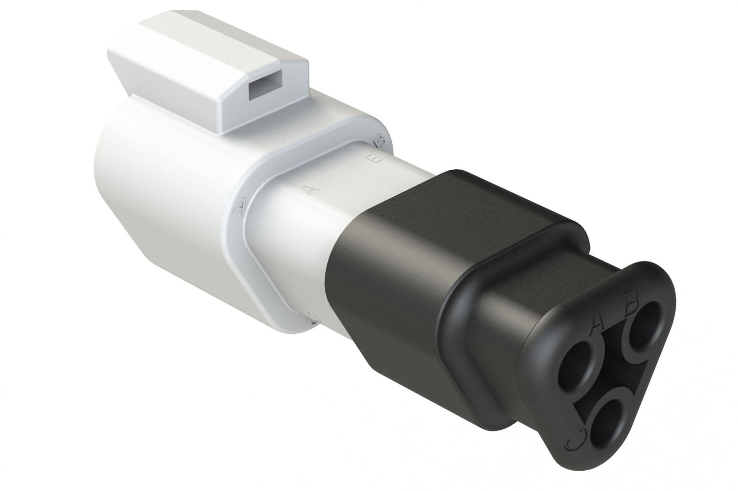 AT04-3P-SR01WHT 3-Way Receptacle Male Connector with Strain Relief Endcap and Standard Seal, White