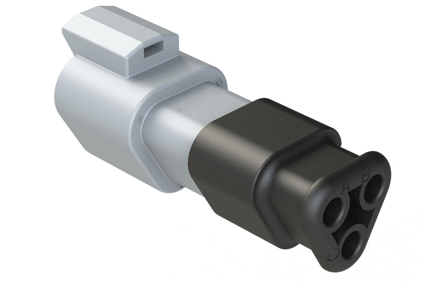 AT04-3P-SR02GRY 3-Way Receptacle Male Connector with Reduced Diameter Seal, Grey. DT04-3P-CE04