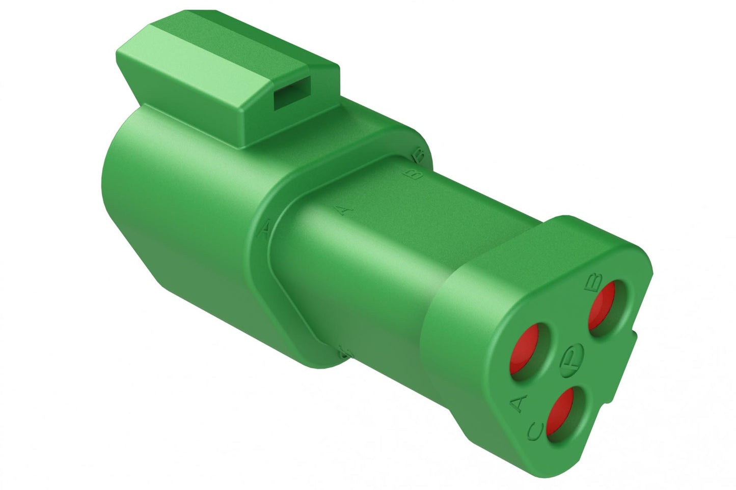 AT04-3P-SS01GRN 3-Way Receptacle, Male Connector with Solid Rear Grommet and Endcap, Green