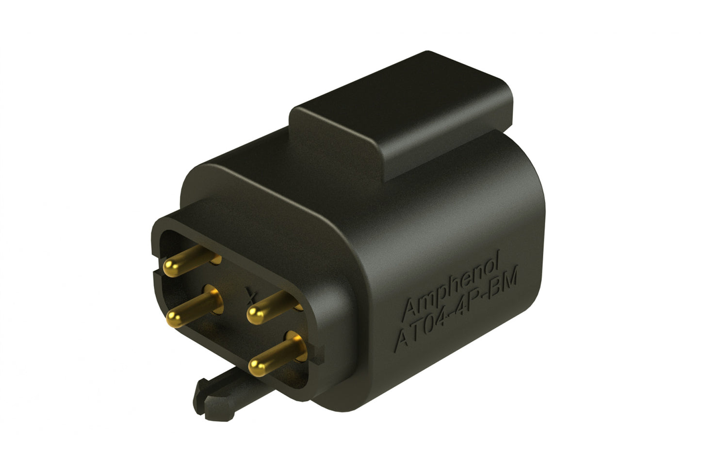 AT04-4P-BM01 4 Position PCB Flangeless (Snap Fit) Board Mount Receptacle, Pin, Gold Plated Contacts Included, No Potting, Black