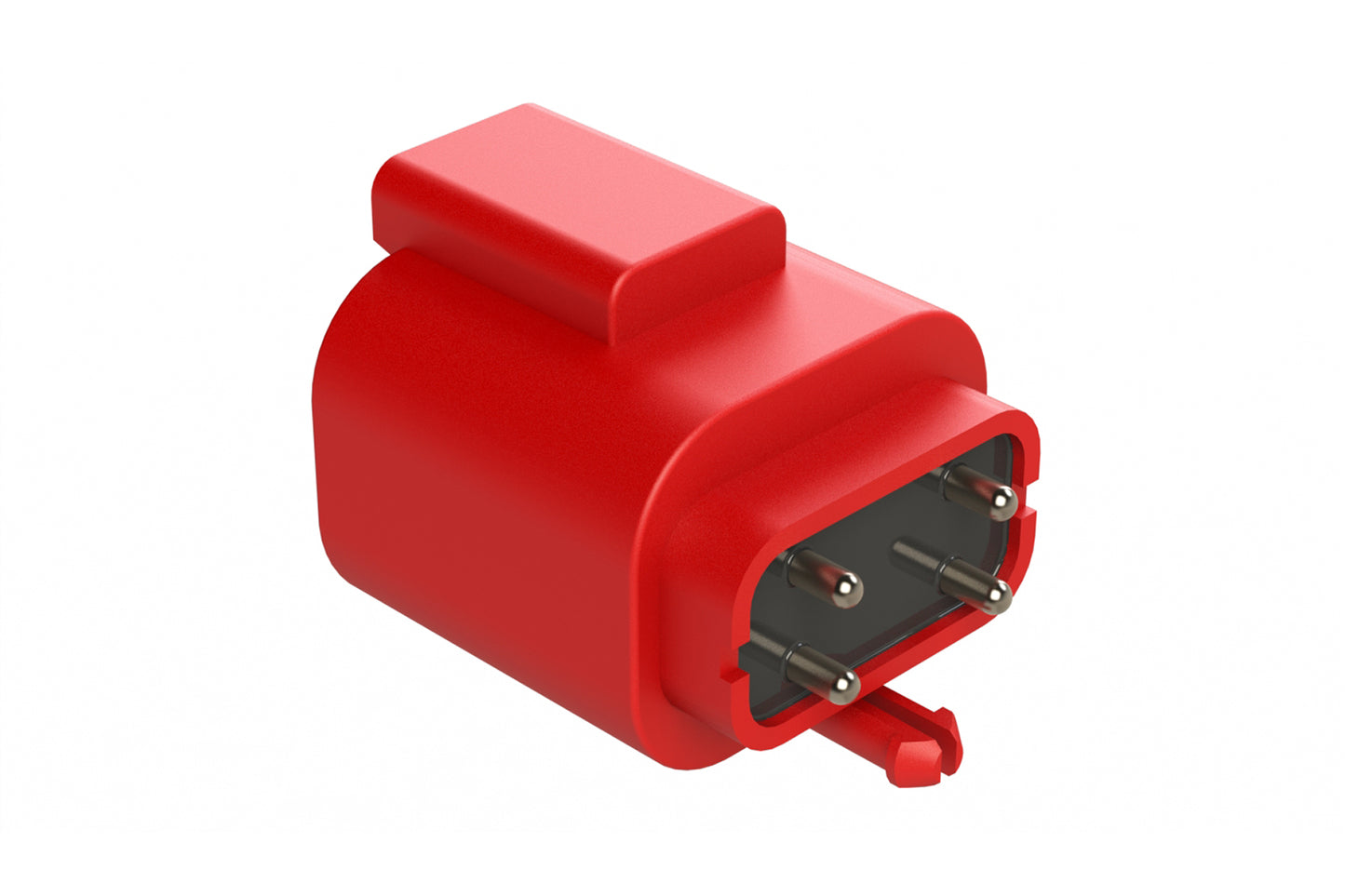 AT04-4P-BM04RED 4 Position PCB Flangeless (Snap Fit) Board Mount Receptacle, Pin, Nickel Contact Plating, Potting, Red