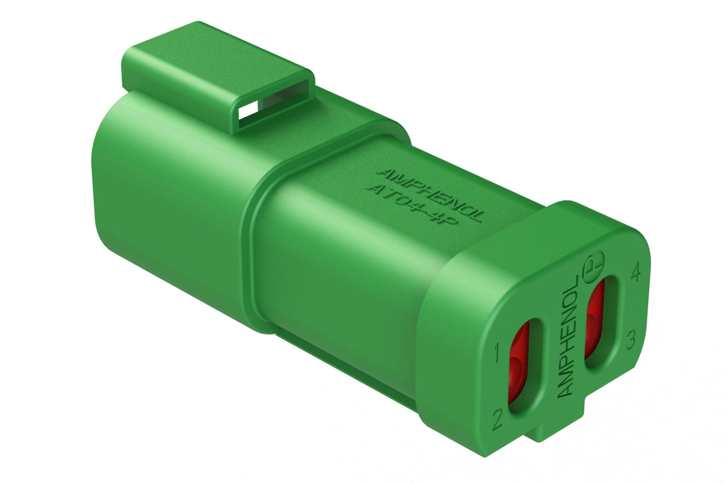 AT04-4P-EC01GRN 4-Way Receptacle, Male Connector with End Cap, Green
