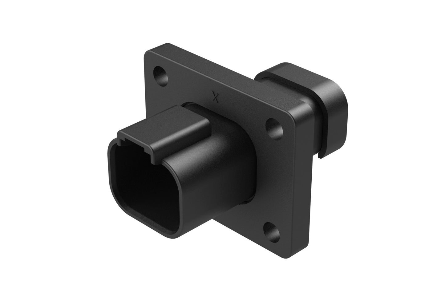 AT04-4P-LE11 4 Position Receptacle Flange Mount Connector, Pin, Black, with Endcap. DT04-4P-LE11